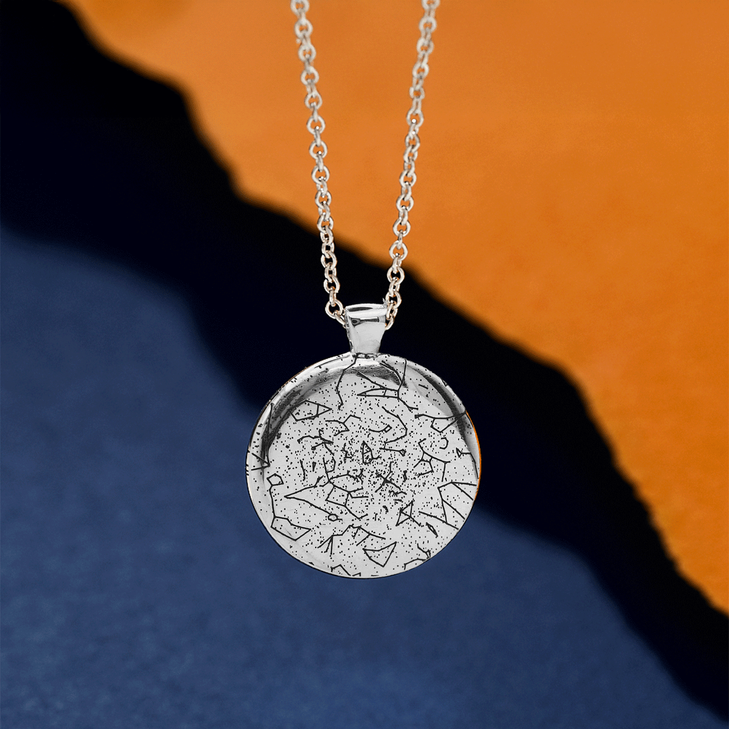 star map silver necklace custom constellation pendant