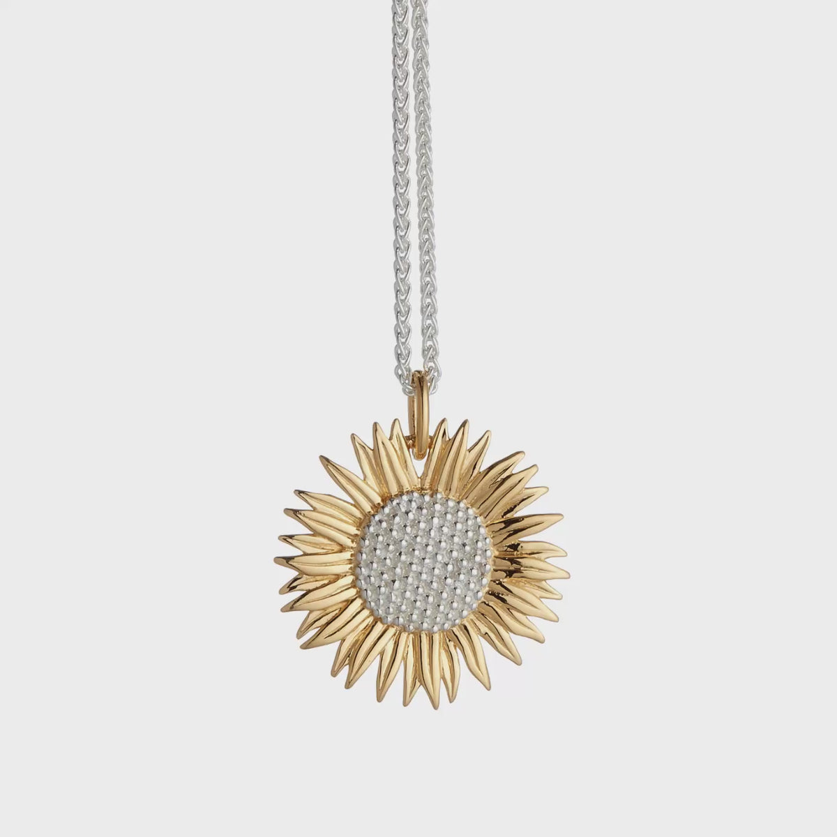 Load video: Sunflower Large Gold Vermeil Silver Necklace