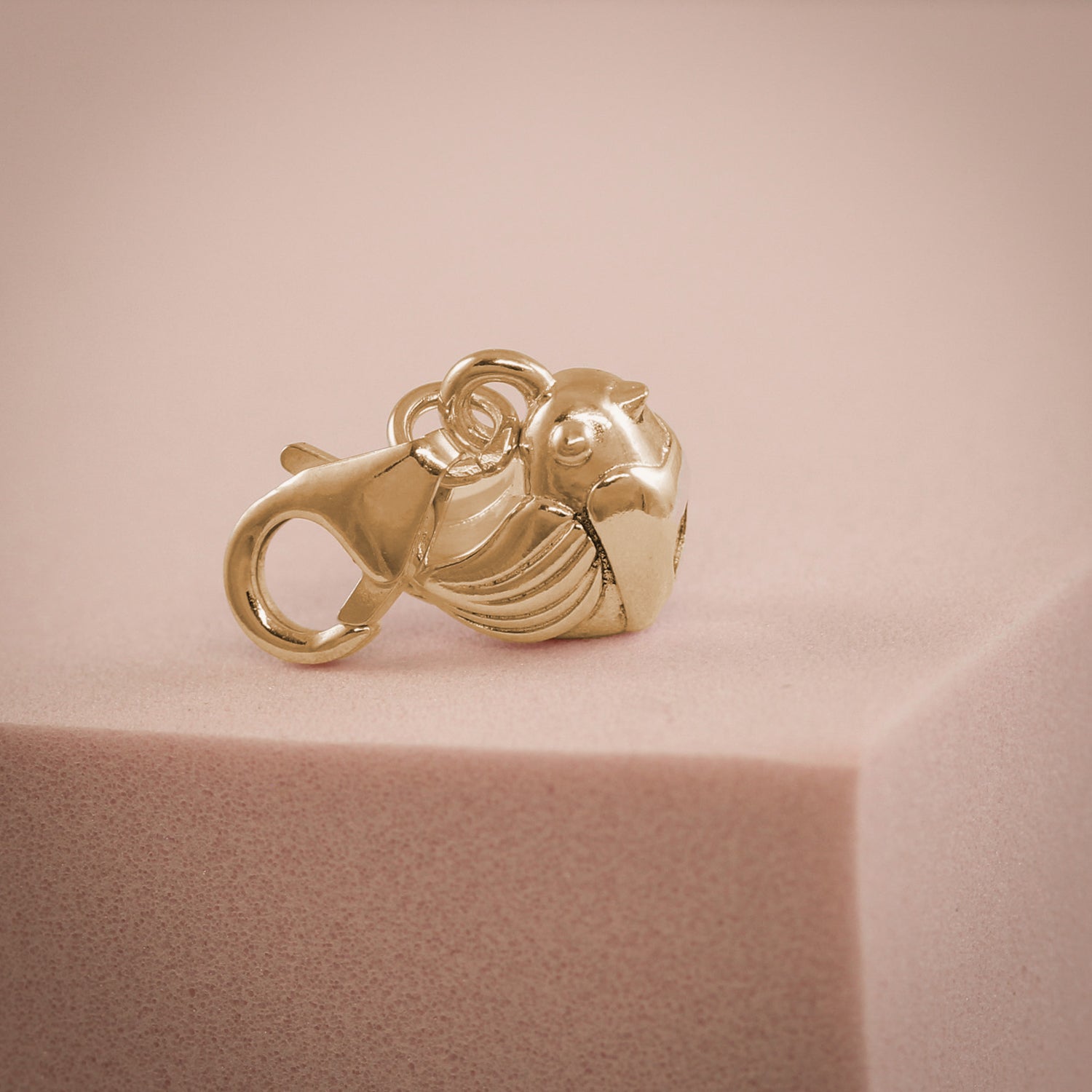 18ct rose gold plated silver robin redbreast charm with clip on clasp