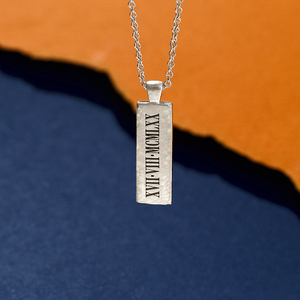 solid silver roman numerals pendant 