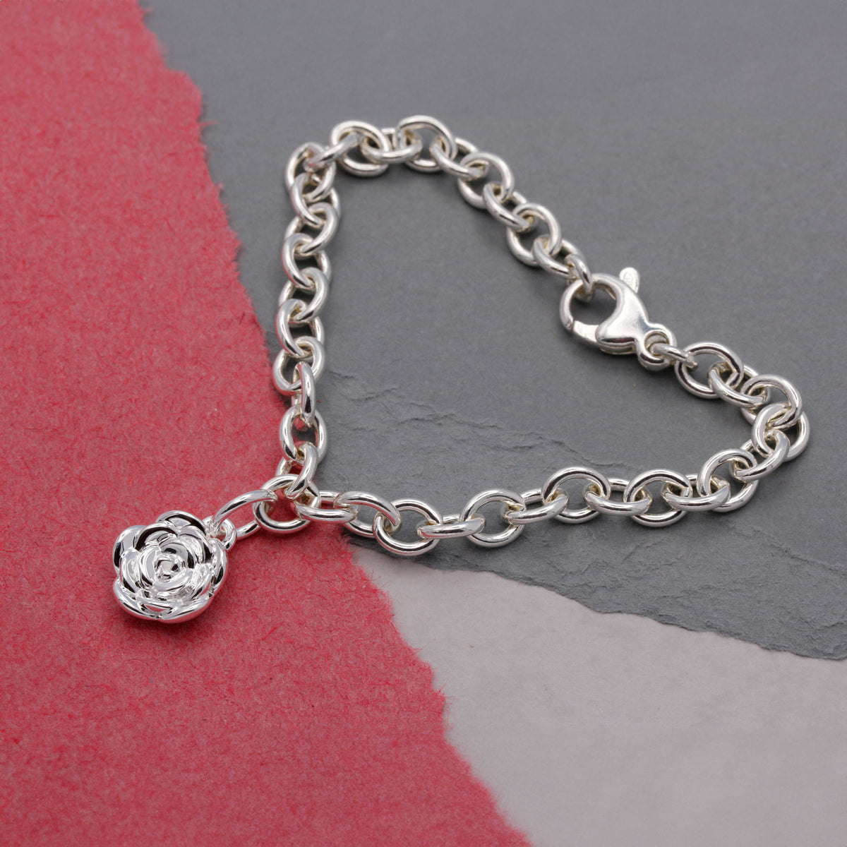 rose flower silver charm bracelet as seen at Chelsea Flower Show 