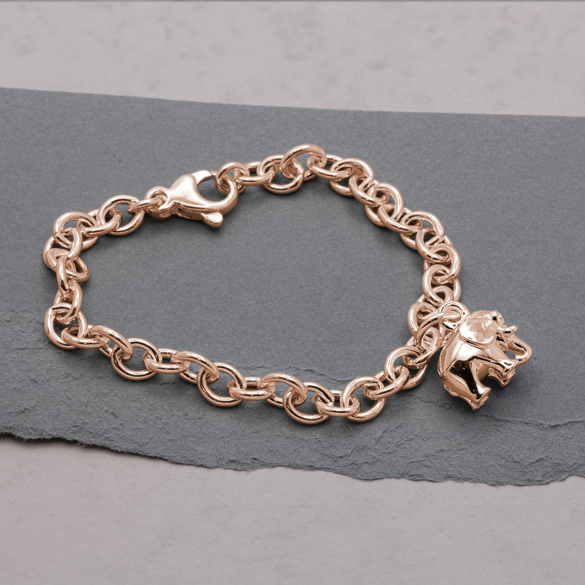 rose gold plated silver elephant charm bracelet