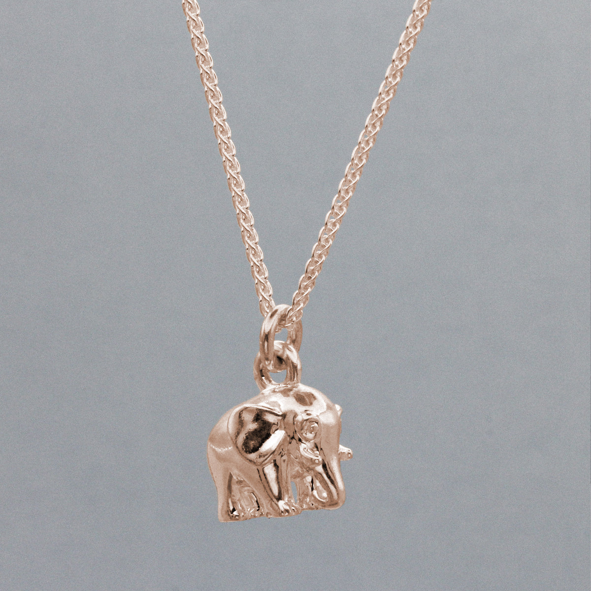 rose gold plated silver elephant charm necklace