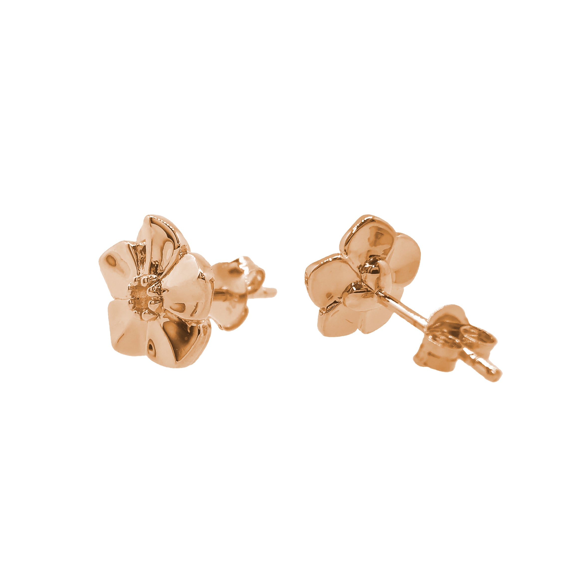 rose gold vermeil forget me not flower stud earrings