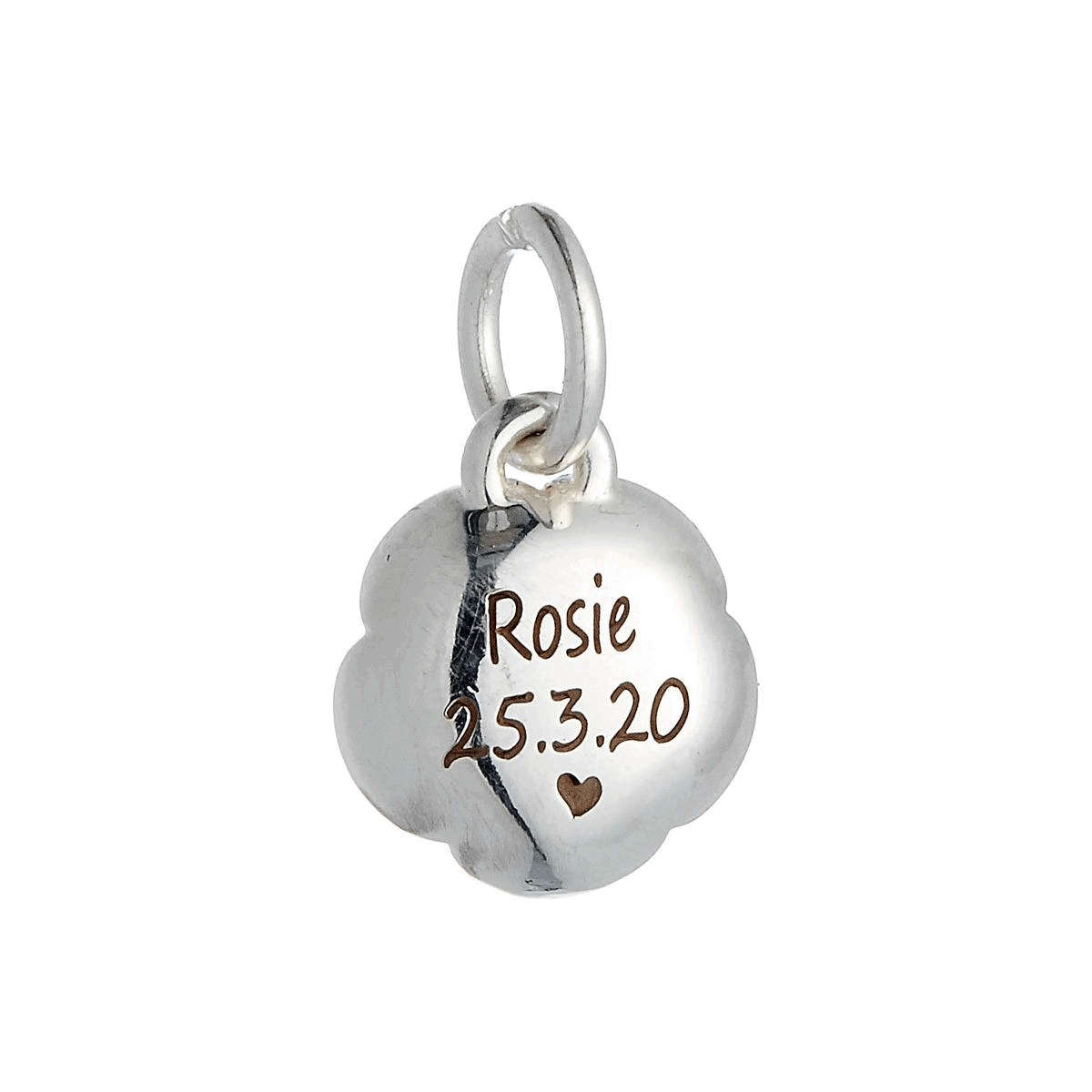 Rose Flower Personalised  Silver Charm