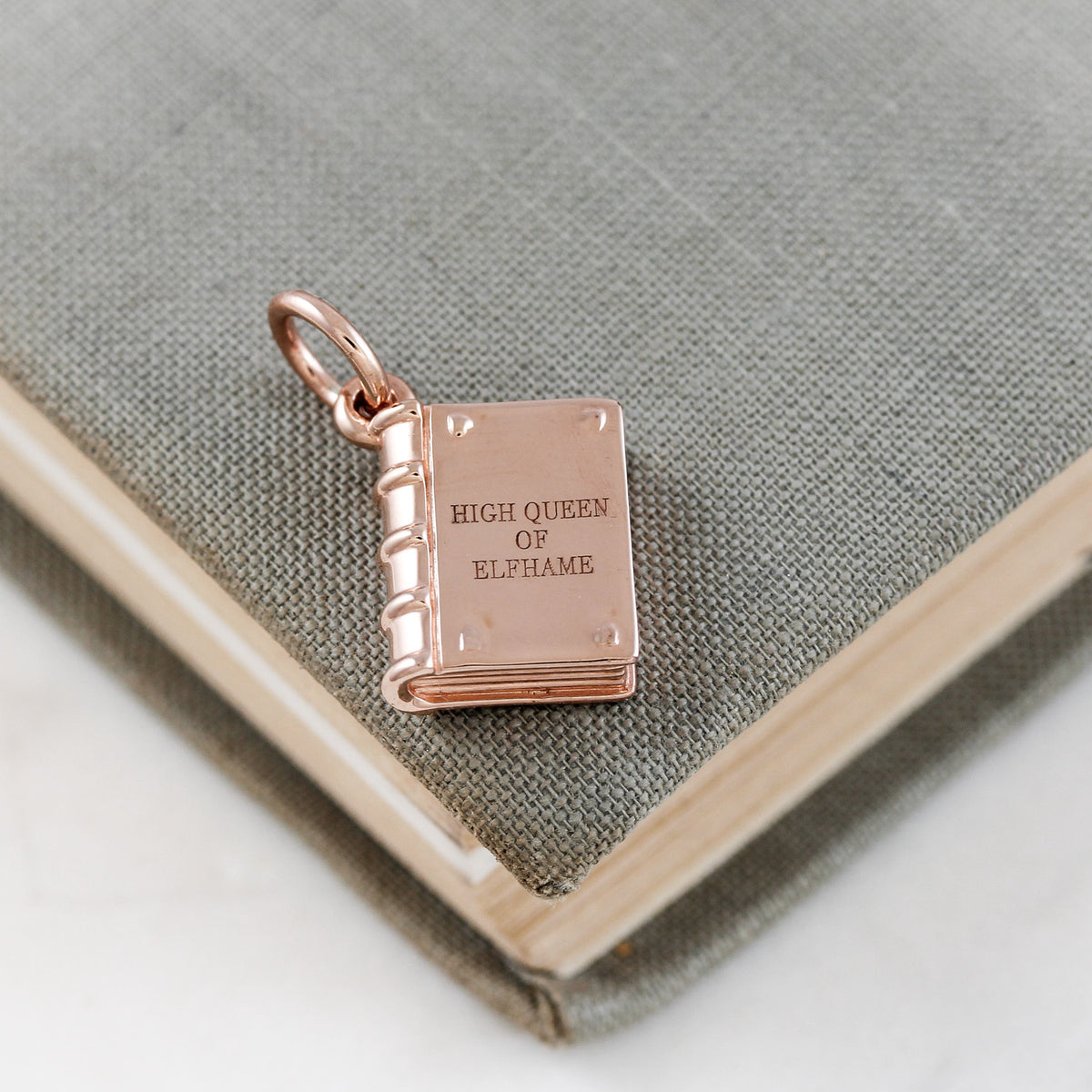 rose gold plated hardback book personalised charm for bracelets