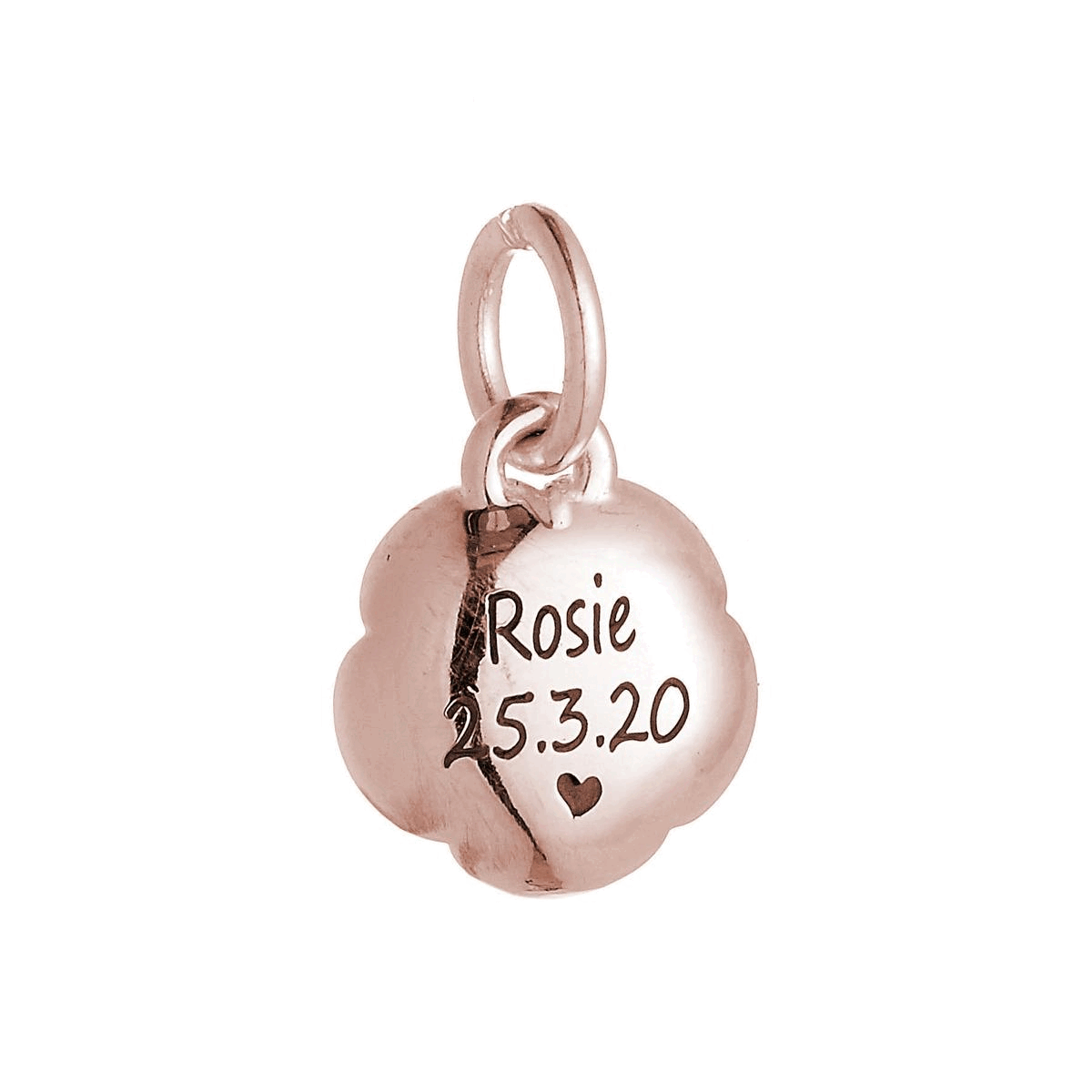 Rose Flower Personalised Solid Rose Gold Charm