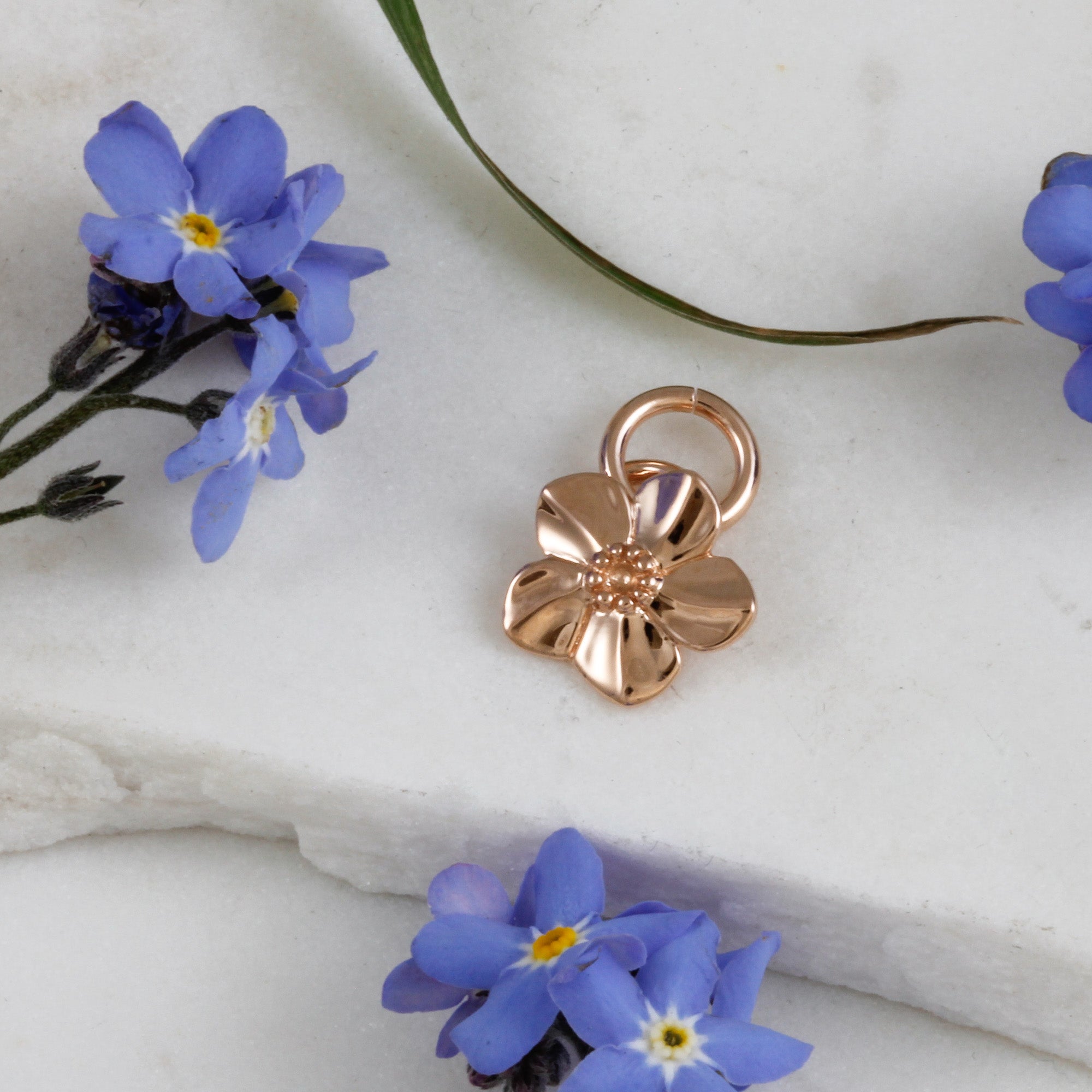 forget me not alzheimers flower rose gold vermeil charm