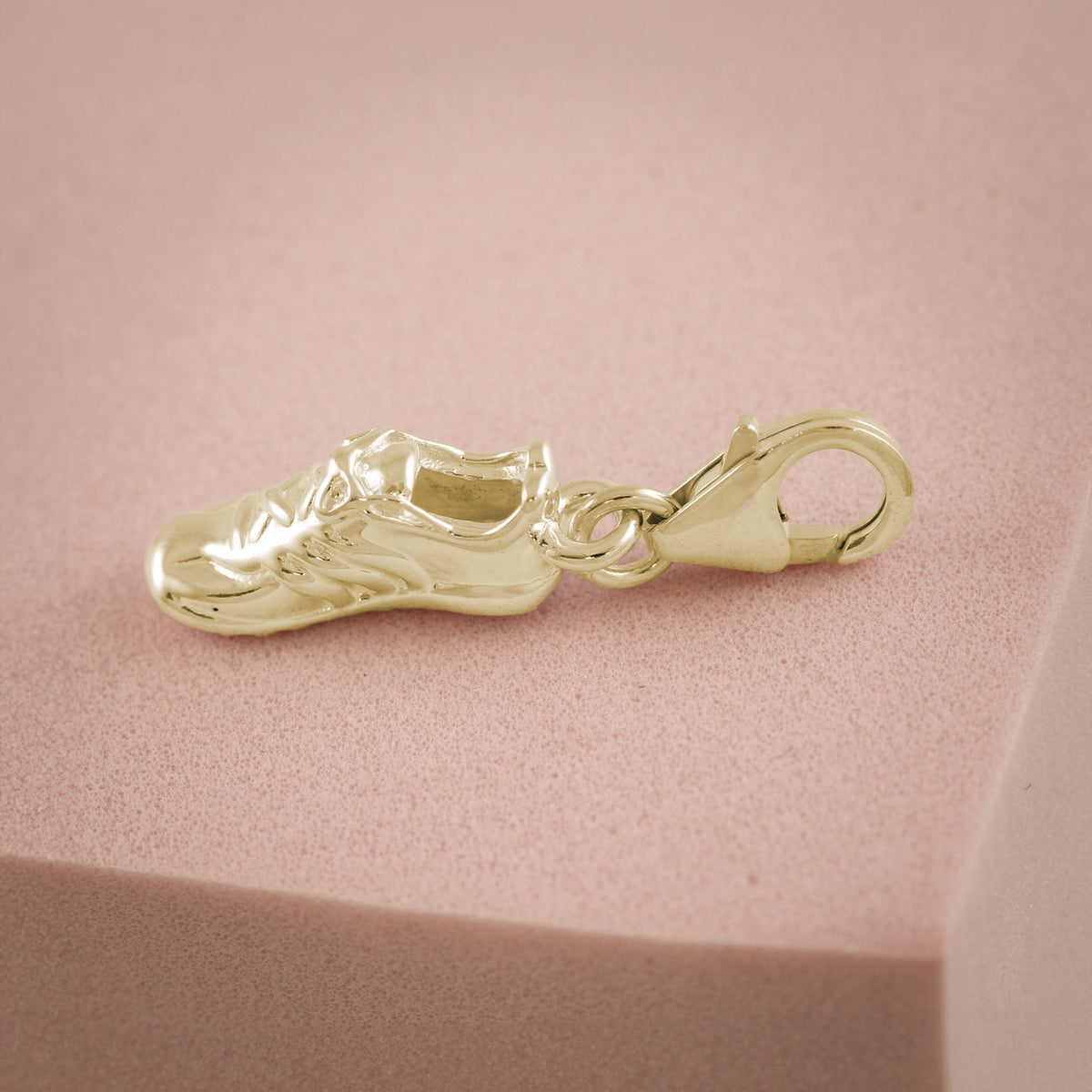 18ct yellow gold plated silver sneaker trainer charm with clip on clasp