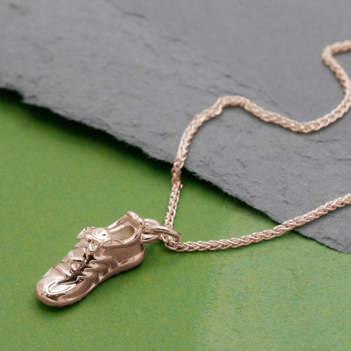 running shoe rose gold plated silver necklace marathon runner gift