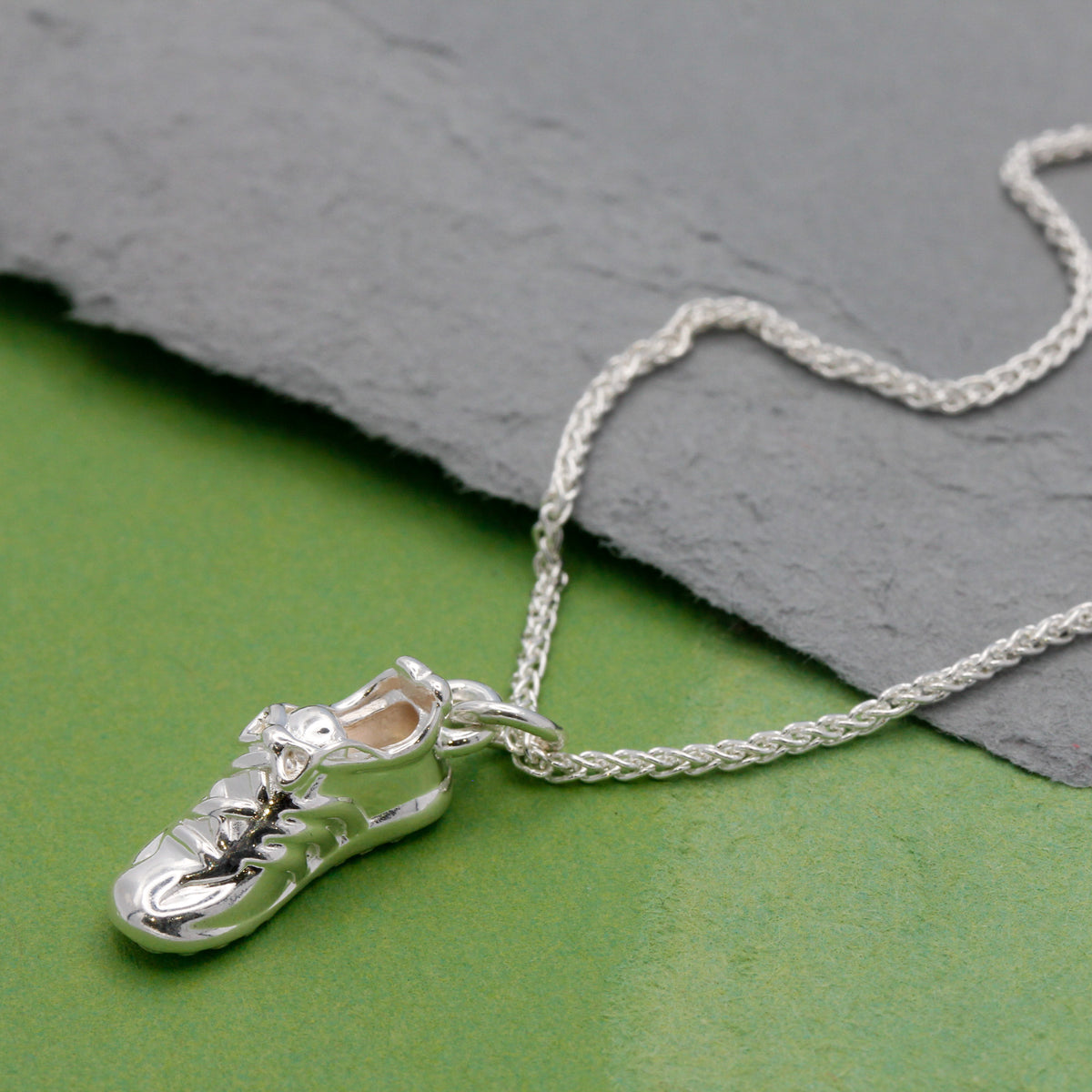 running shoe silver charm necklace