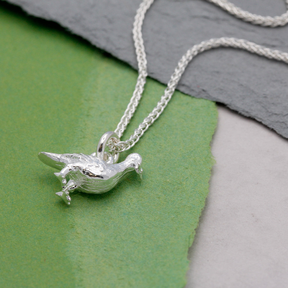 silver brighton seagull with stolen chip charm necklace