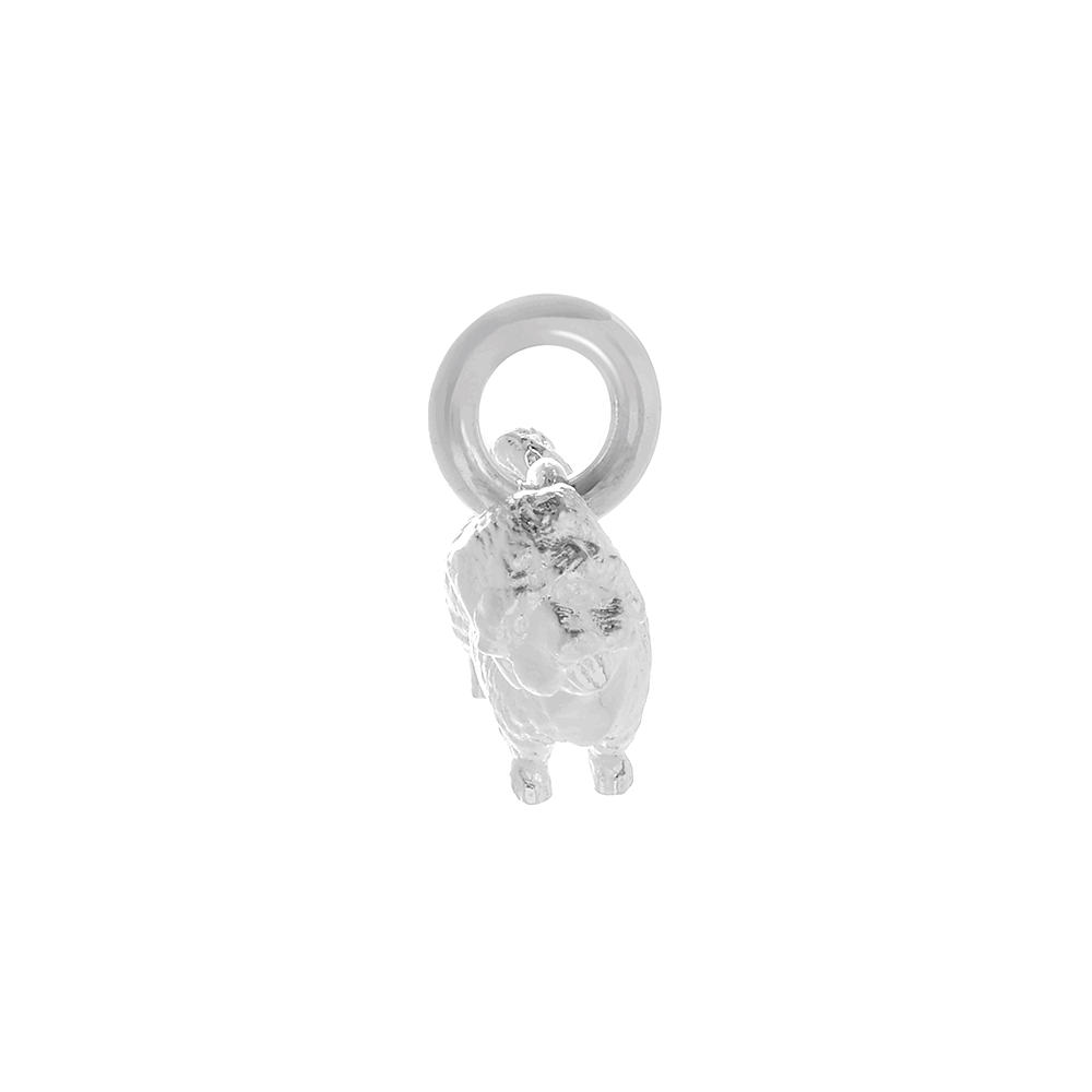 silver shih-tzu dog charm with engraved bandana
