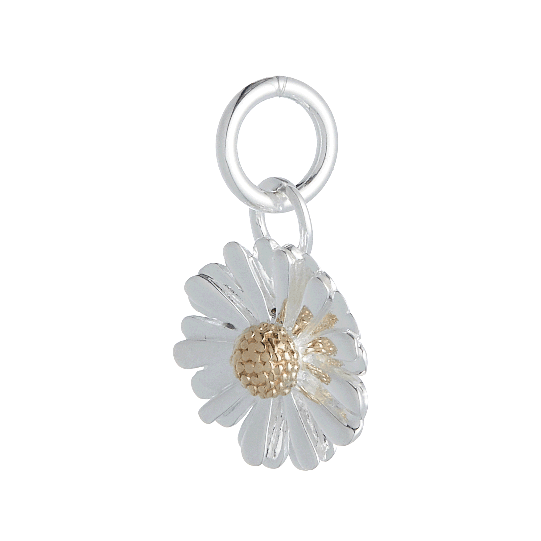 silver & solid gold daisy bracelet charm