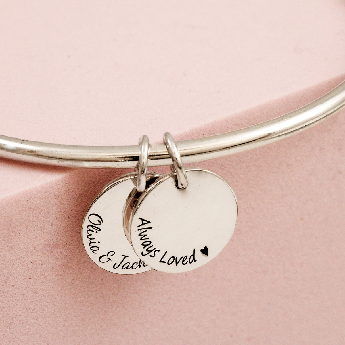 Personalised Solid Silver Multi Disc Charm Bangle