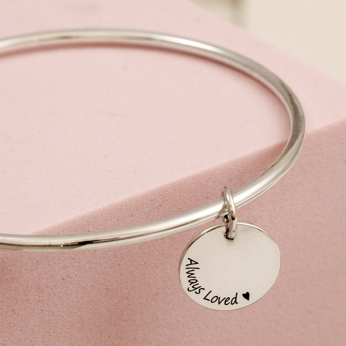 3mm silver disc charm bangle solid silver with engraving