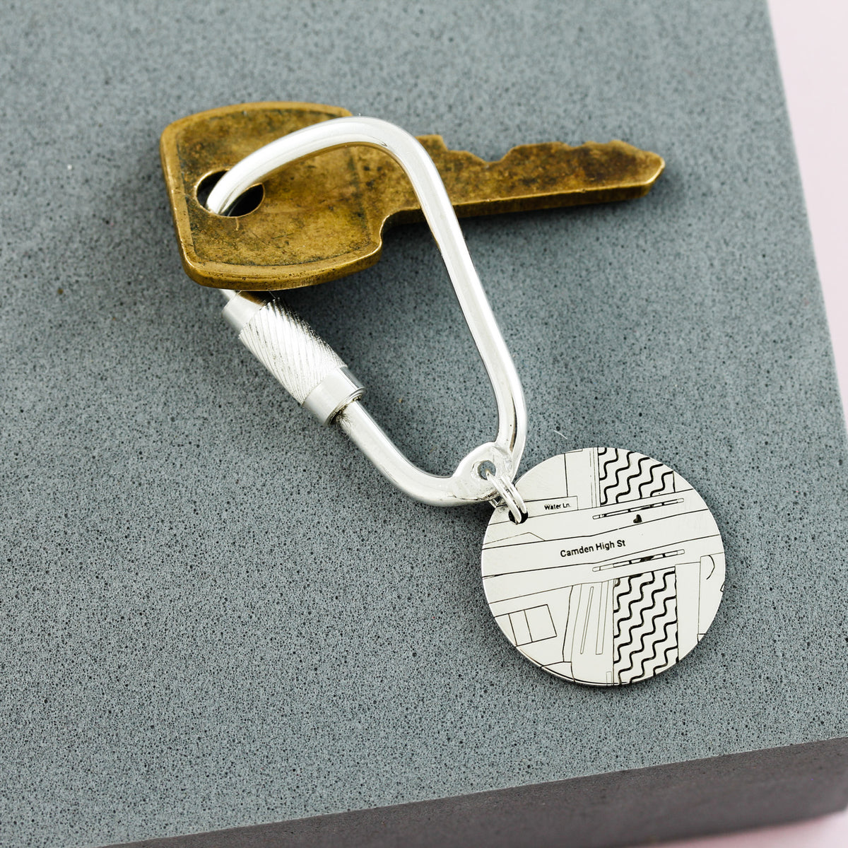 custom silver street map keyring