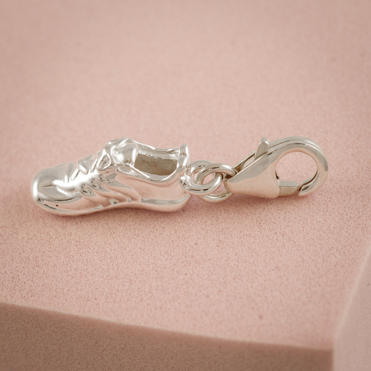 silver sneaker trainer charm with clip on clasp