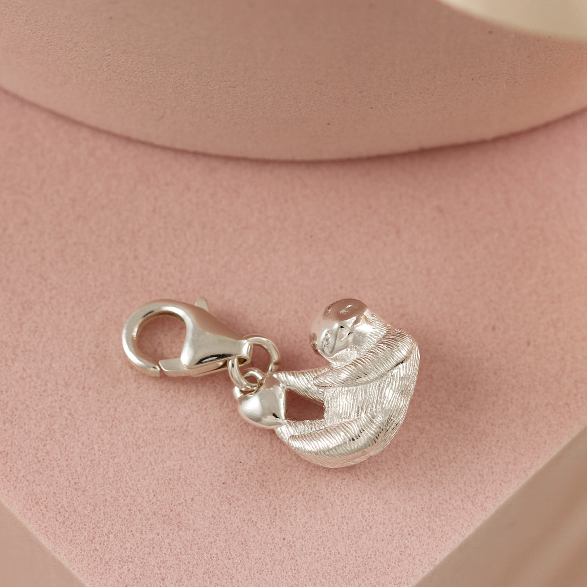 sloth silver charm with clip on clasp