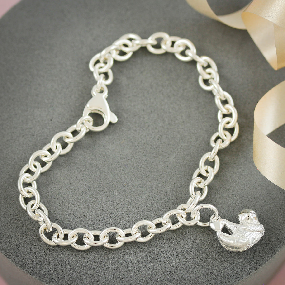 sloth sterling silver charm bracelet