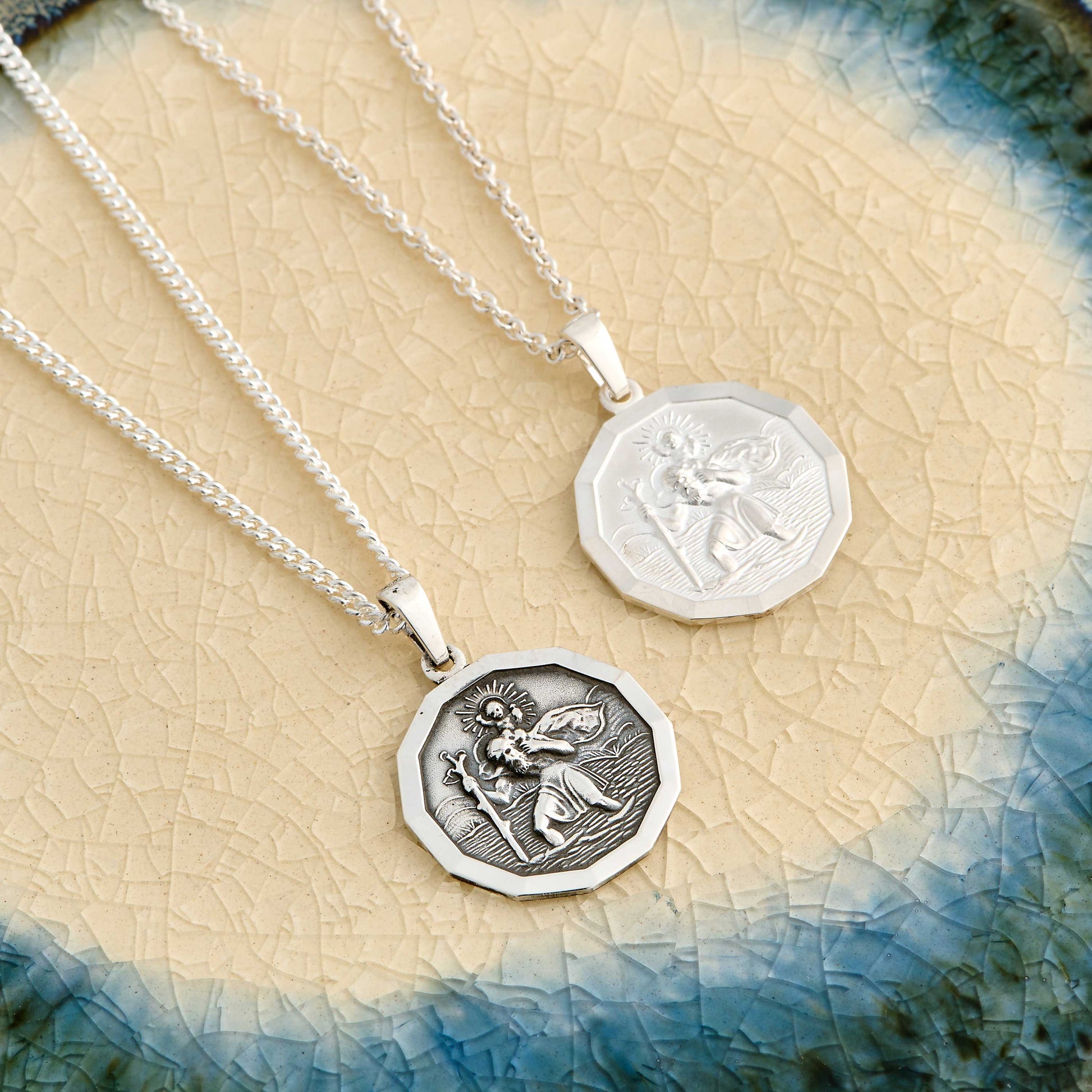 oxidised and matte finish saint Christopher necklaces