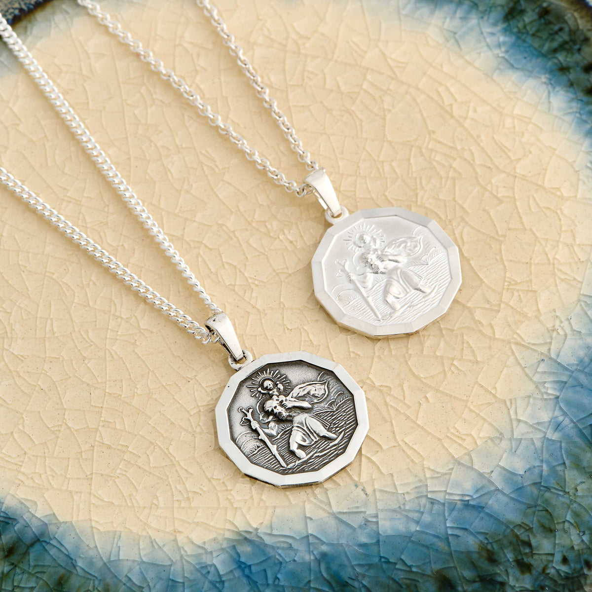 oxidised and matte finish saint Christopher necklaces