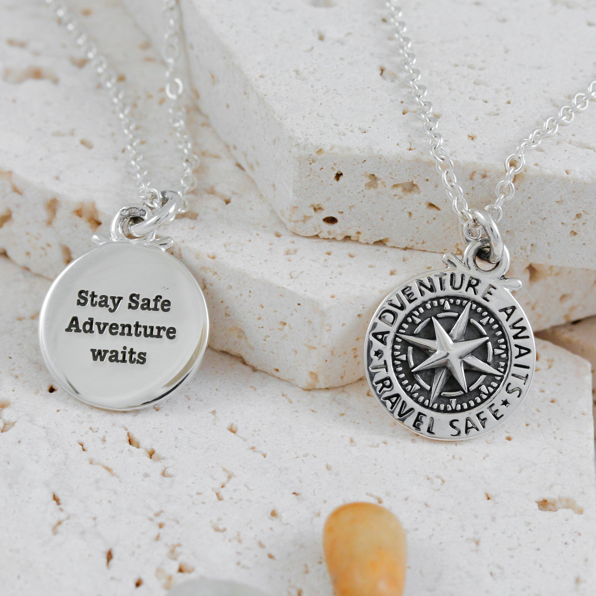 travel safe adventure awaits compass saint christopher necklace