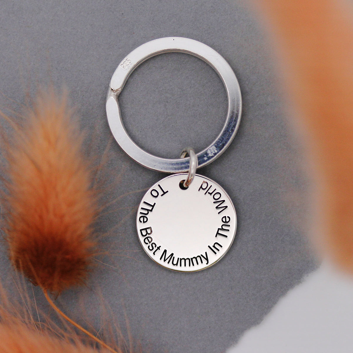 silver mothers day keyring arial font