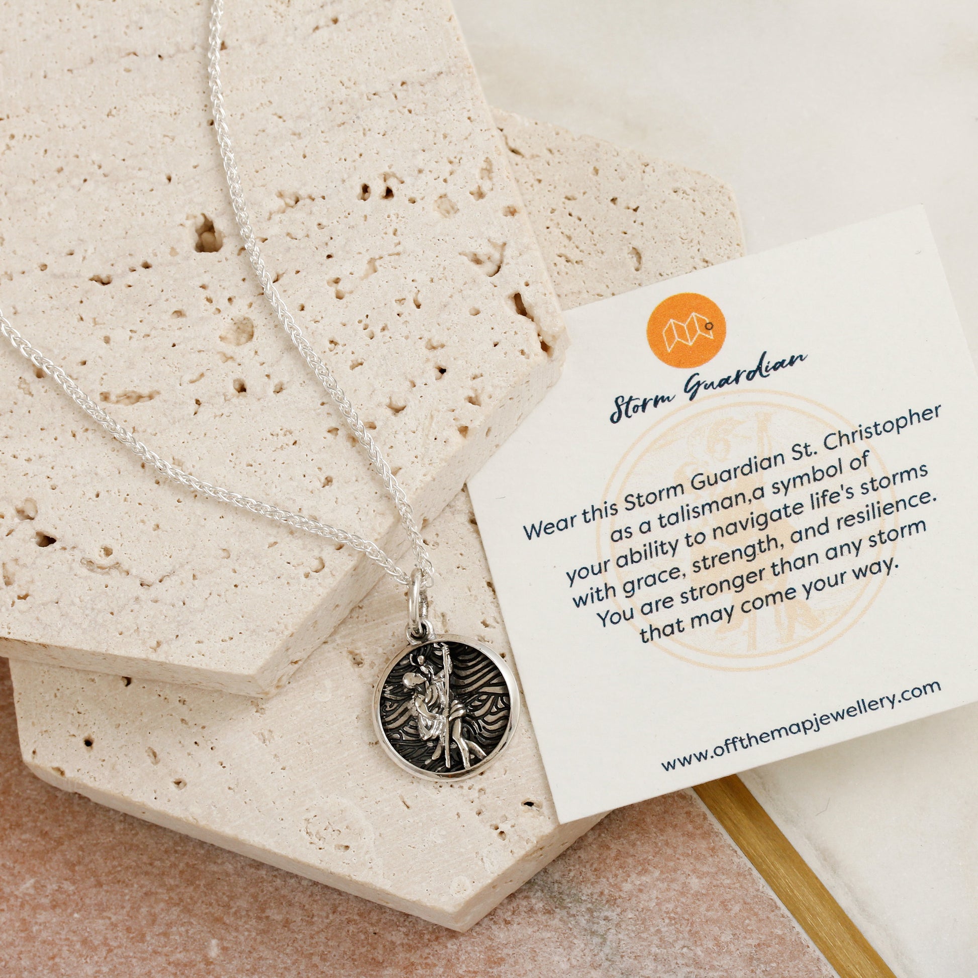 unusual oxidised saint christopher necklace