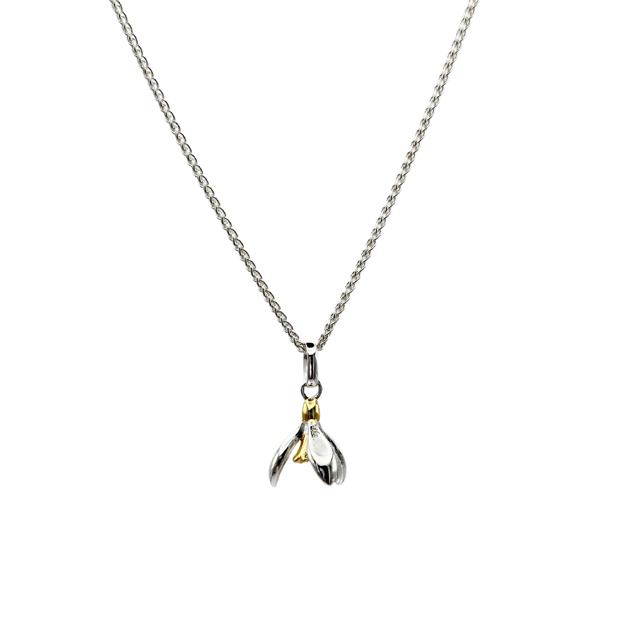 silver & gold snowdrop necklace pendant