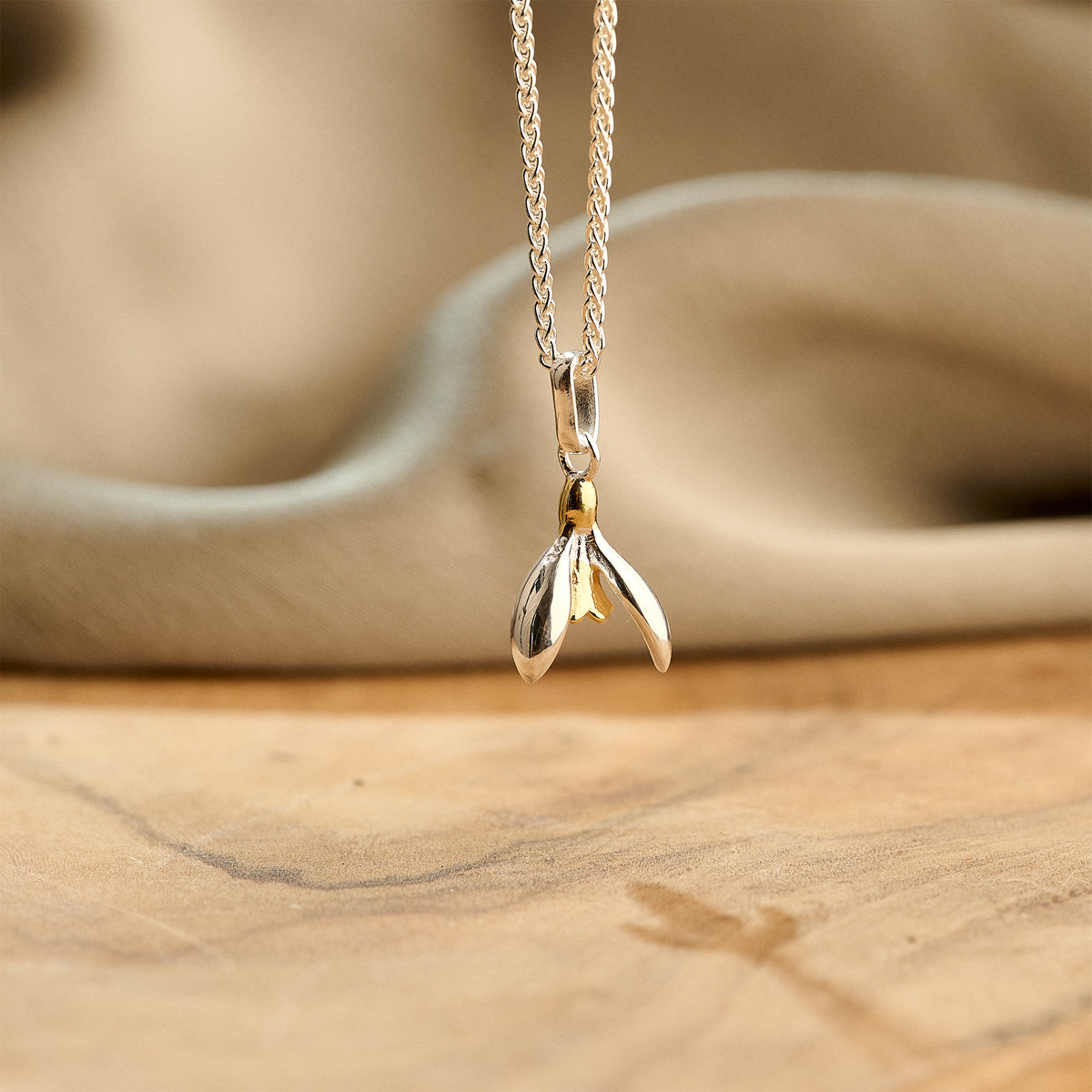silver &amp; gold snowdrop necklace pendant
