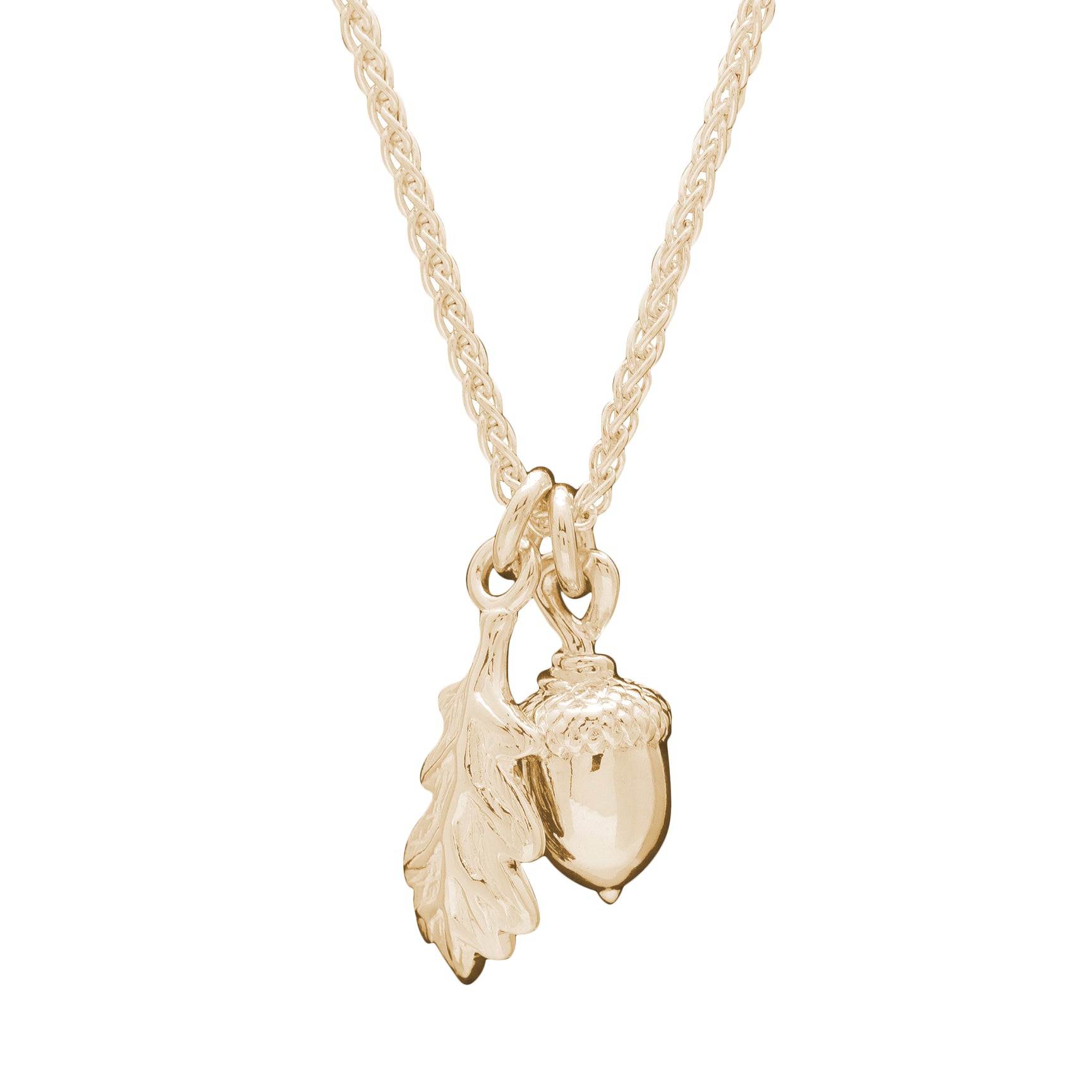 Scarlett Jewellery Solid Gold Acorn and Oak Leaf Necklace - Opulent Elegance