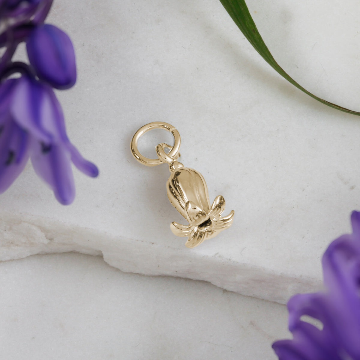 solid 9ct gold bluebell charm pendant