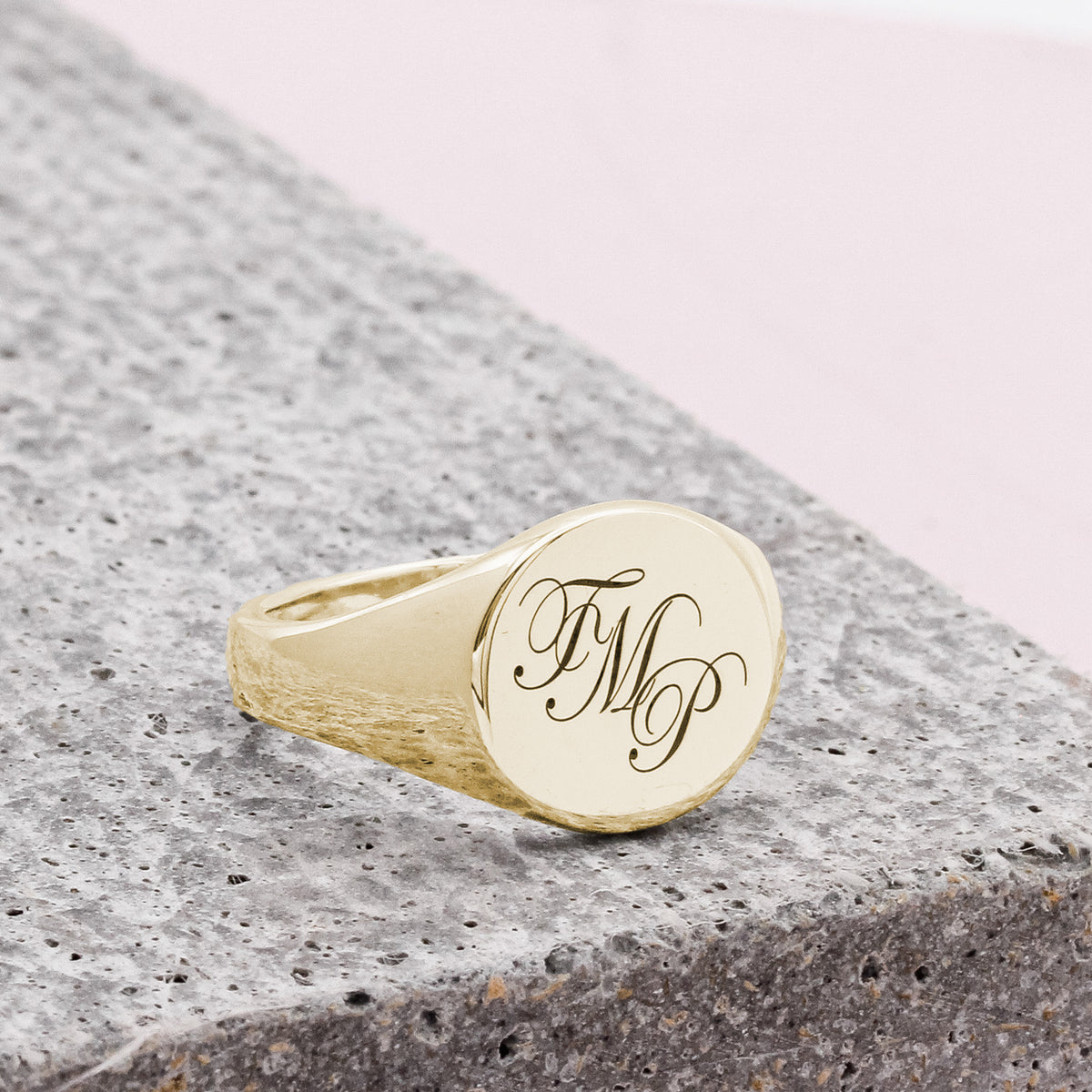 solid gold personalised signet ring not hollow inside 9k