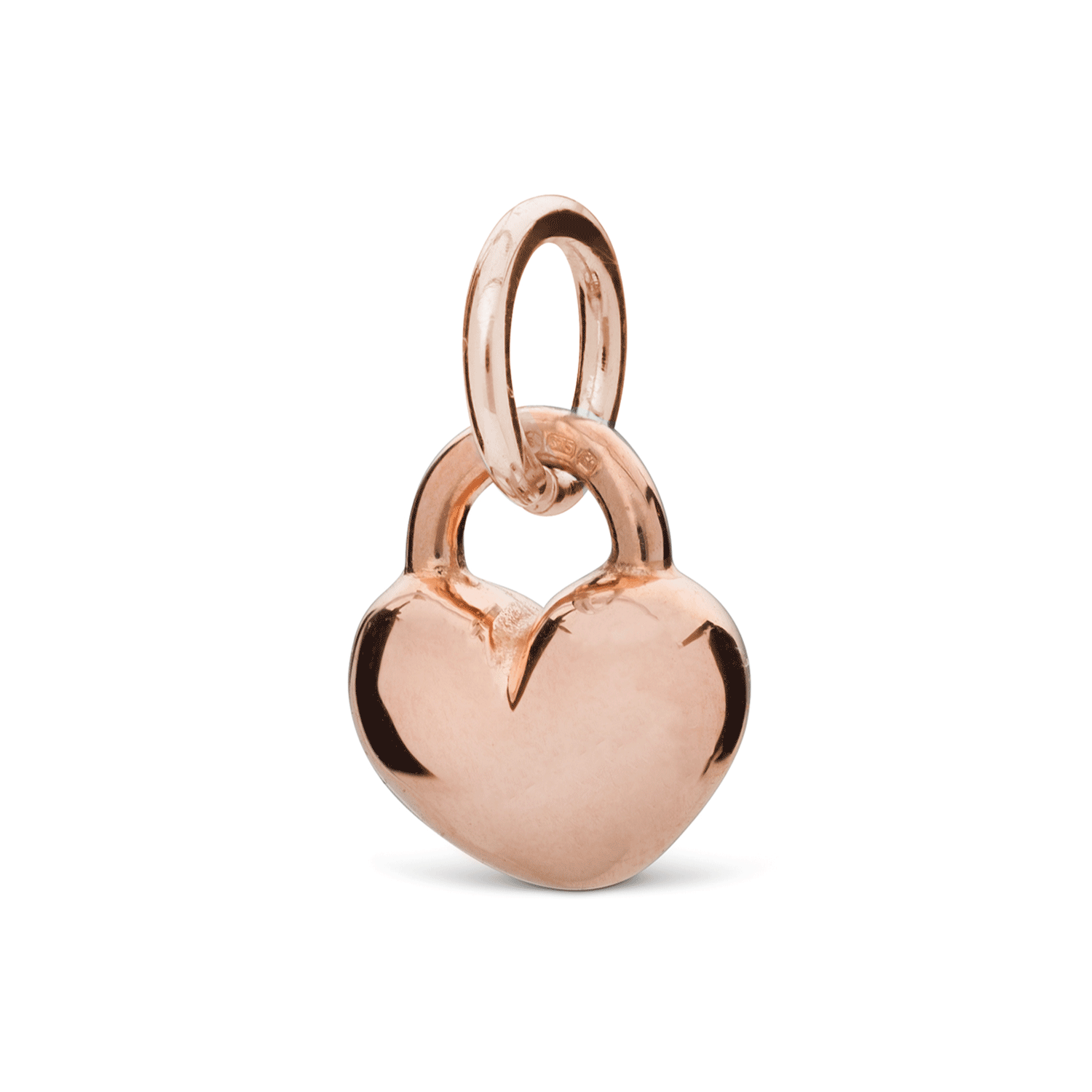 solid rose gold heart charm for bracelets