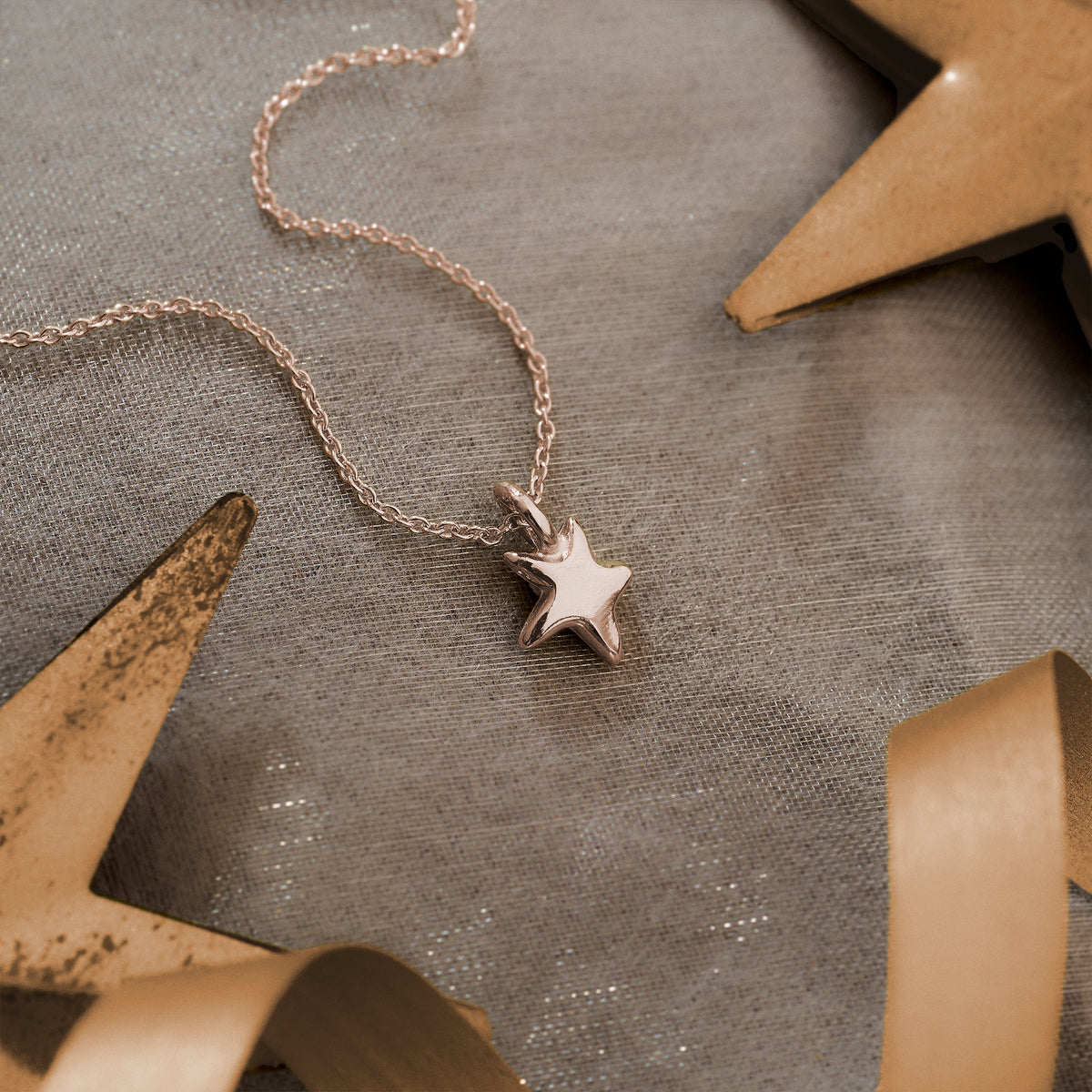 tiny star solid rose gold pendant for women