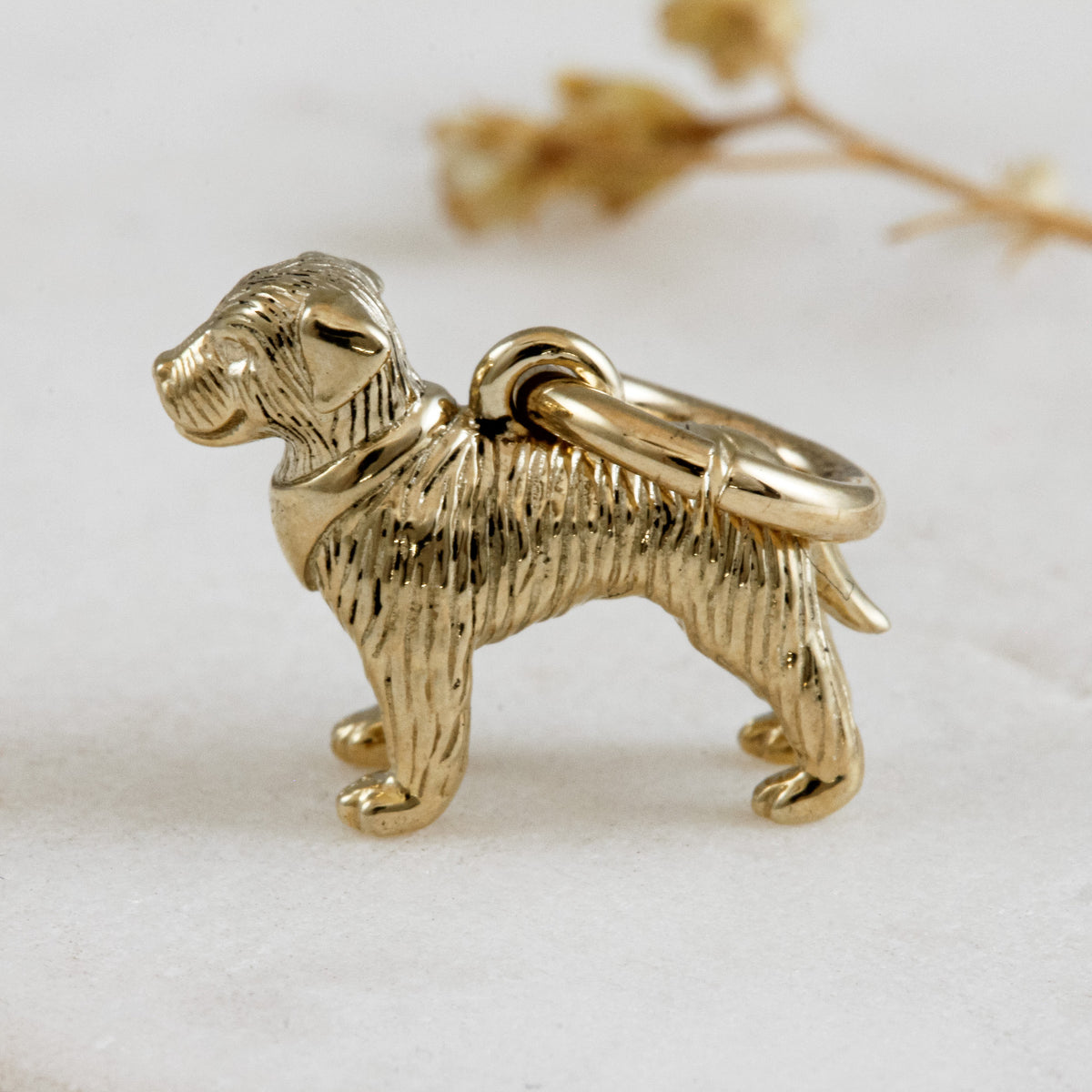 border terrier solid gold dog charm for a necklace or bracelet