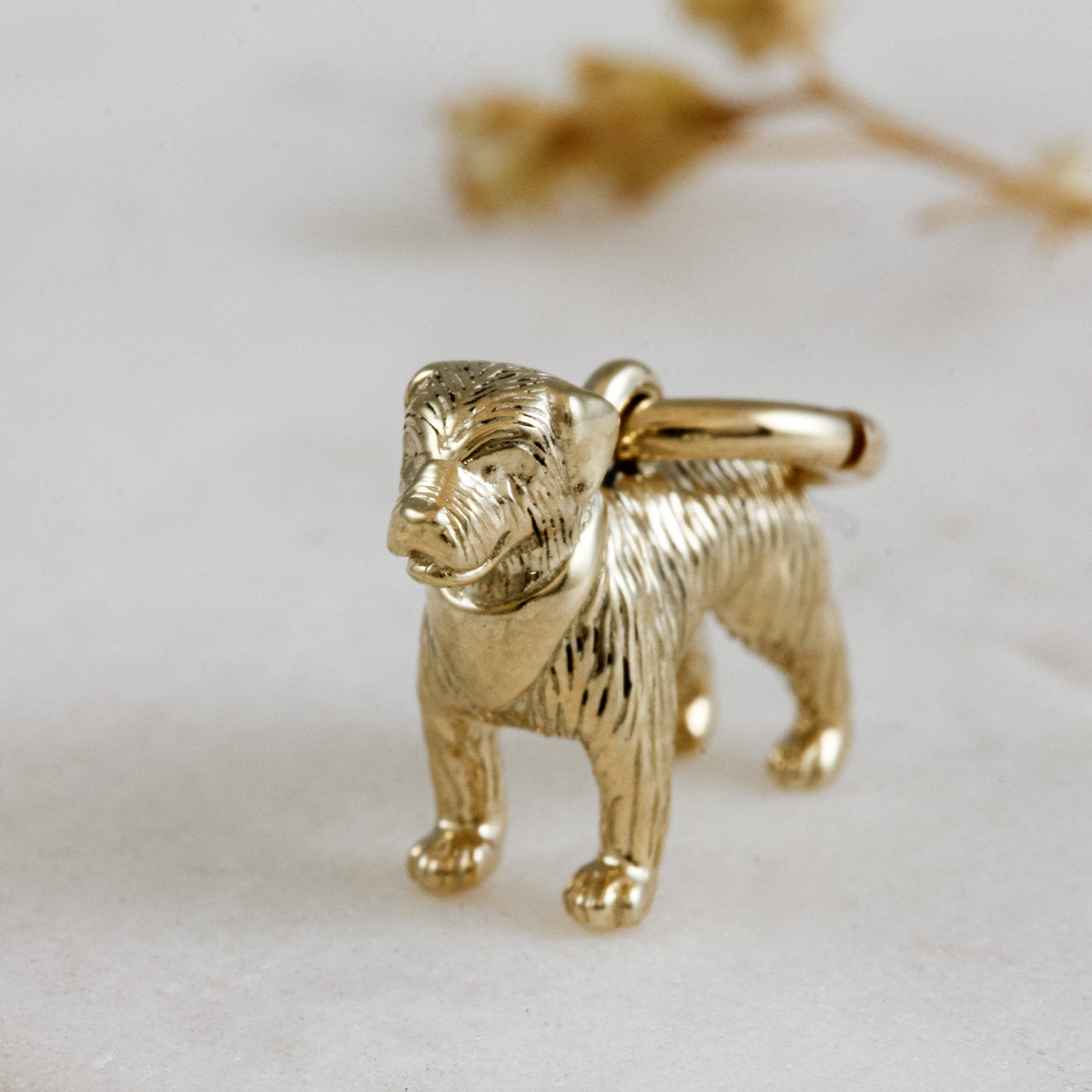 solid gold border terrier dog charm for a necklace or bracelet