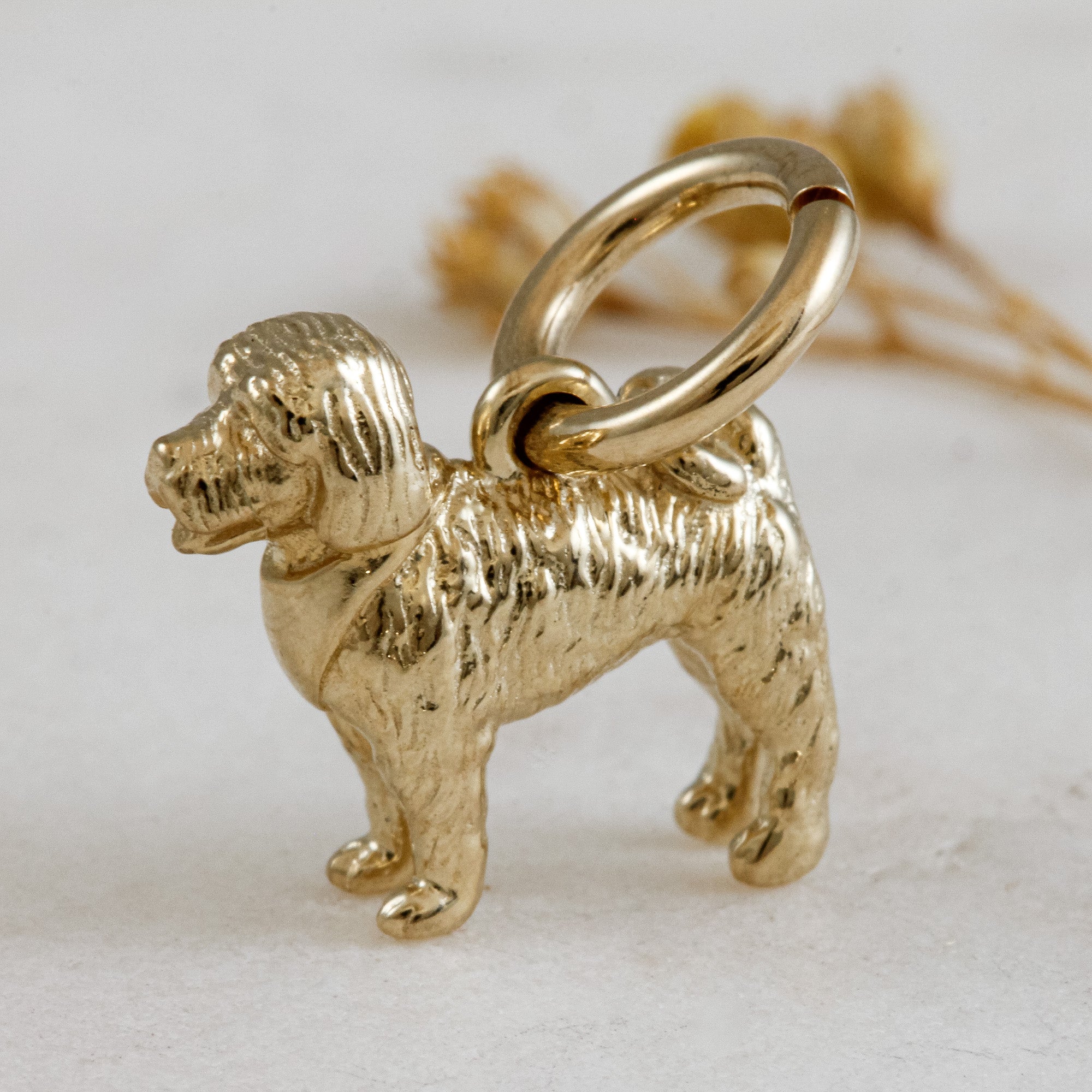 cockapoo solid gold dog charm for a necklace or bracelet