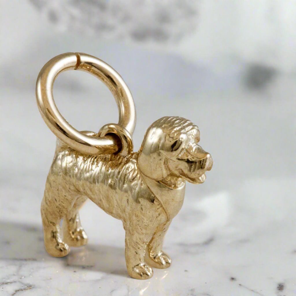 cockerpoo solid gold dog charm for a necklace or bracelet