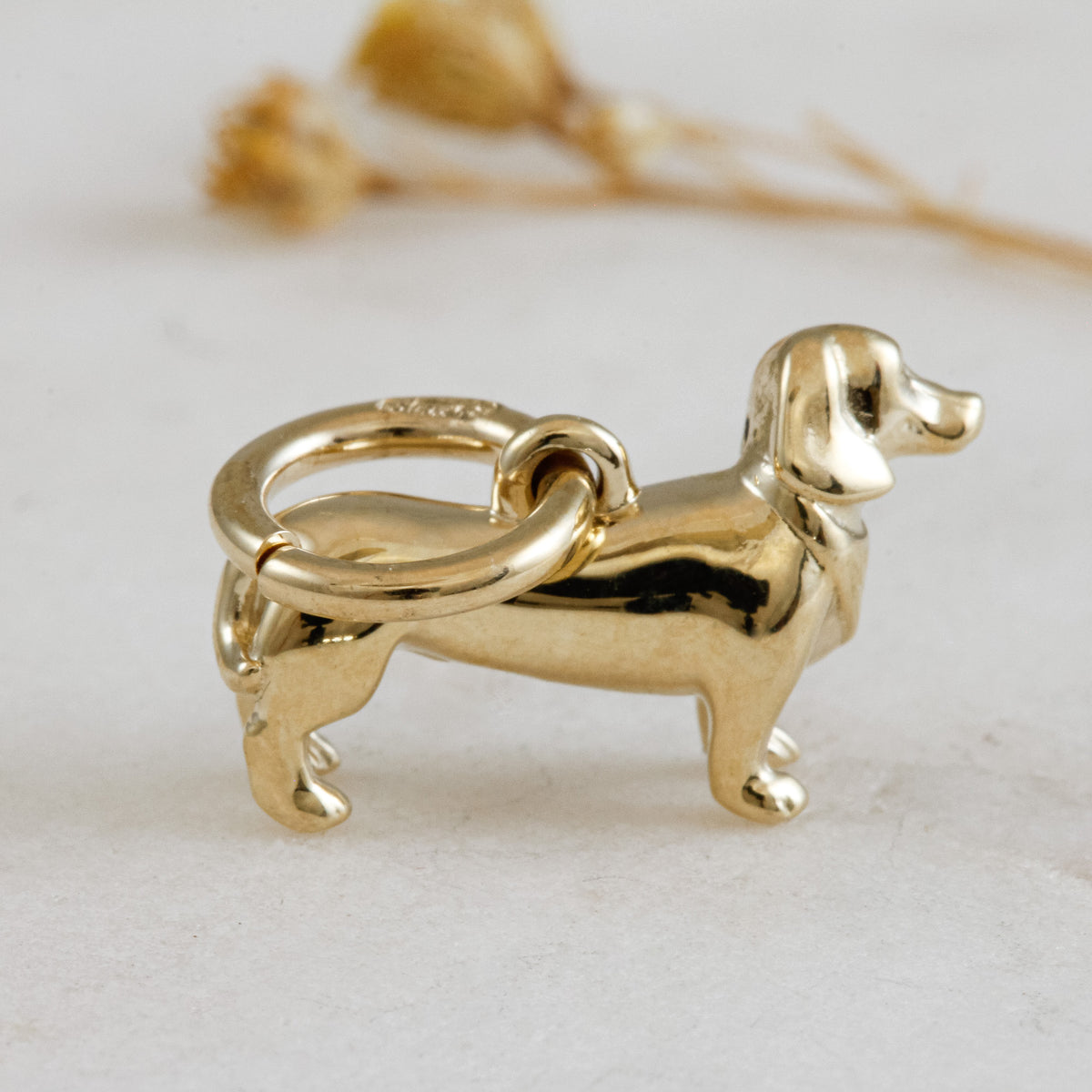 dachshund solid gold dog charm for a necklace or bracelet