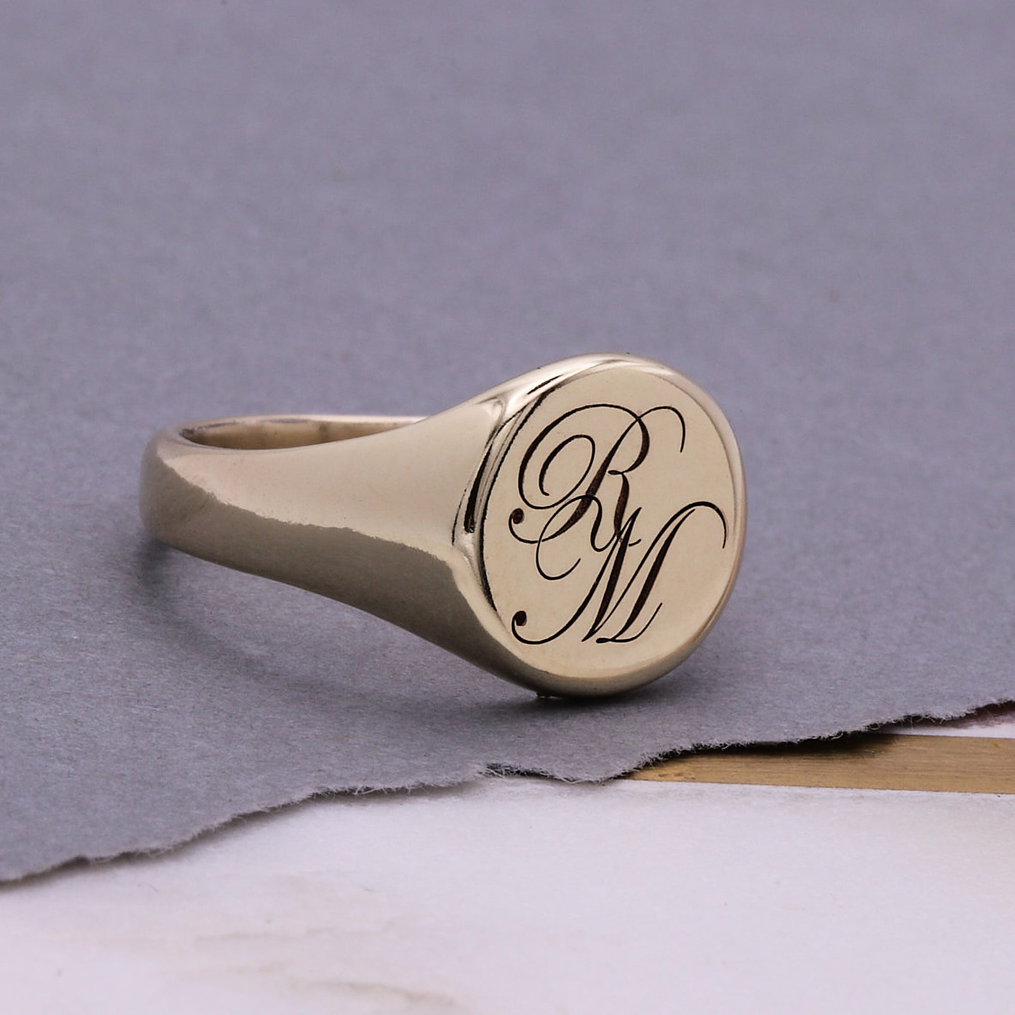 solid gold personalised signet ring not hollow inside 9 carat