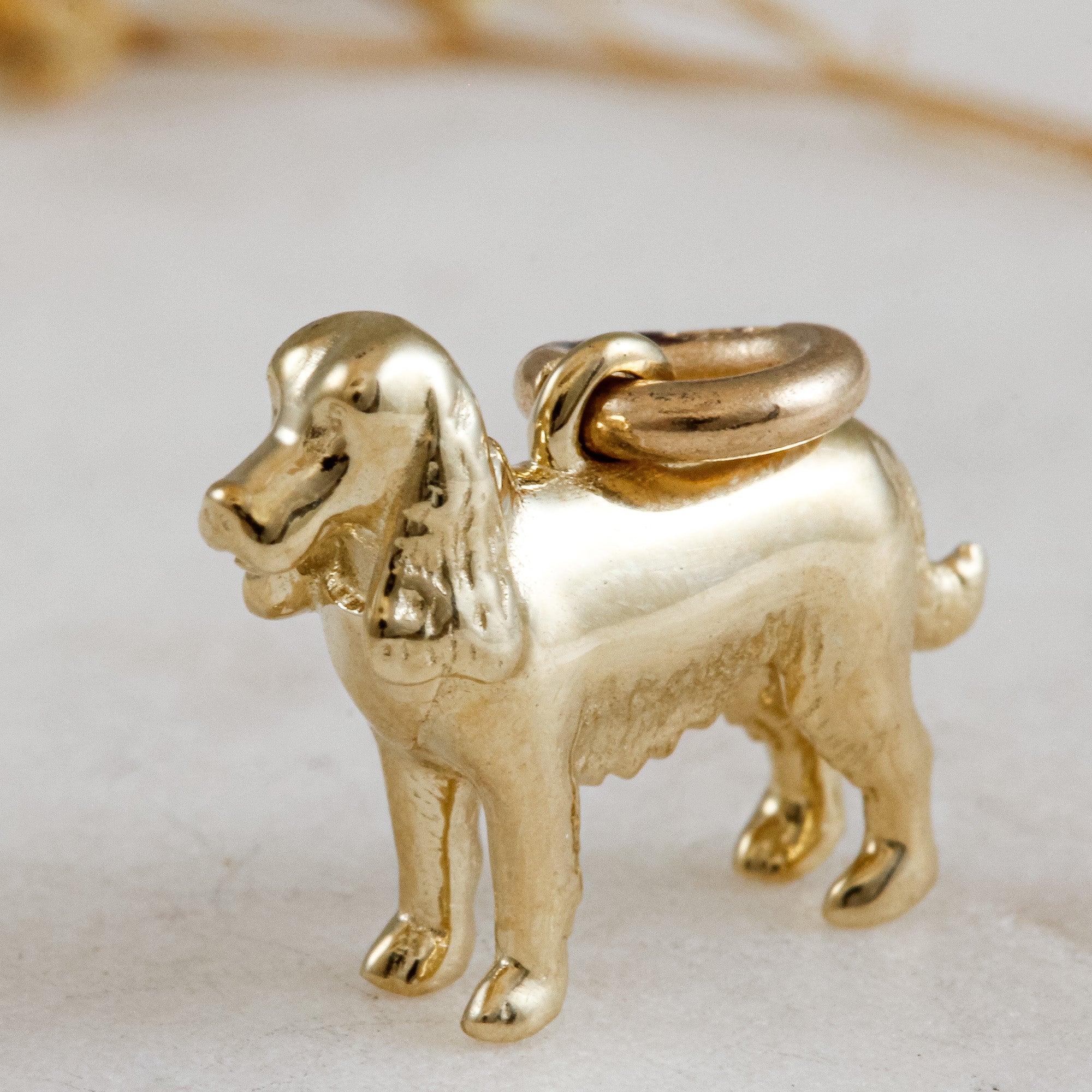 cocker spaniel solid gold dog charm for a necklace or bracelet
