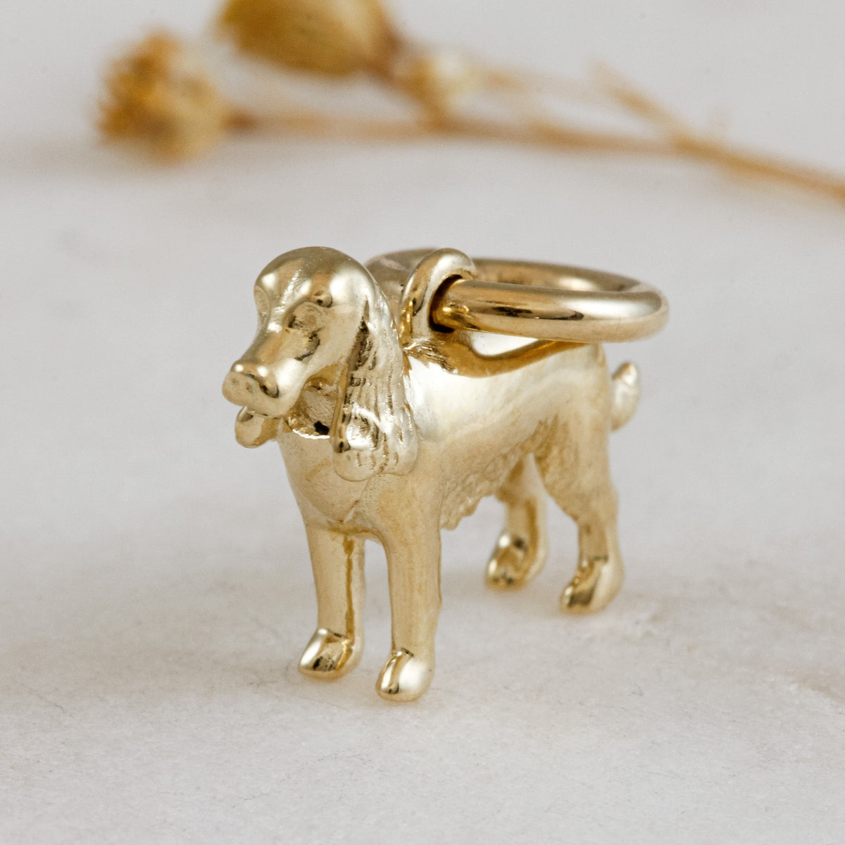 cocker spaniel solid gold dog charm for a necklace or bracelet