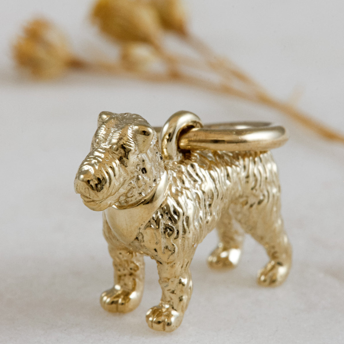 fox terrier solid gold dog charm for a necklace or bracelet