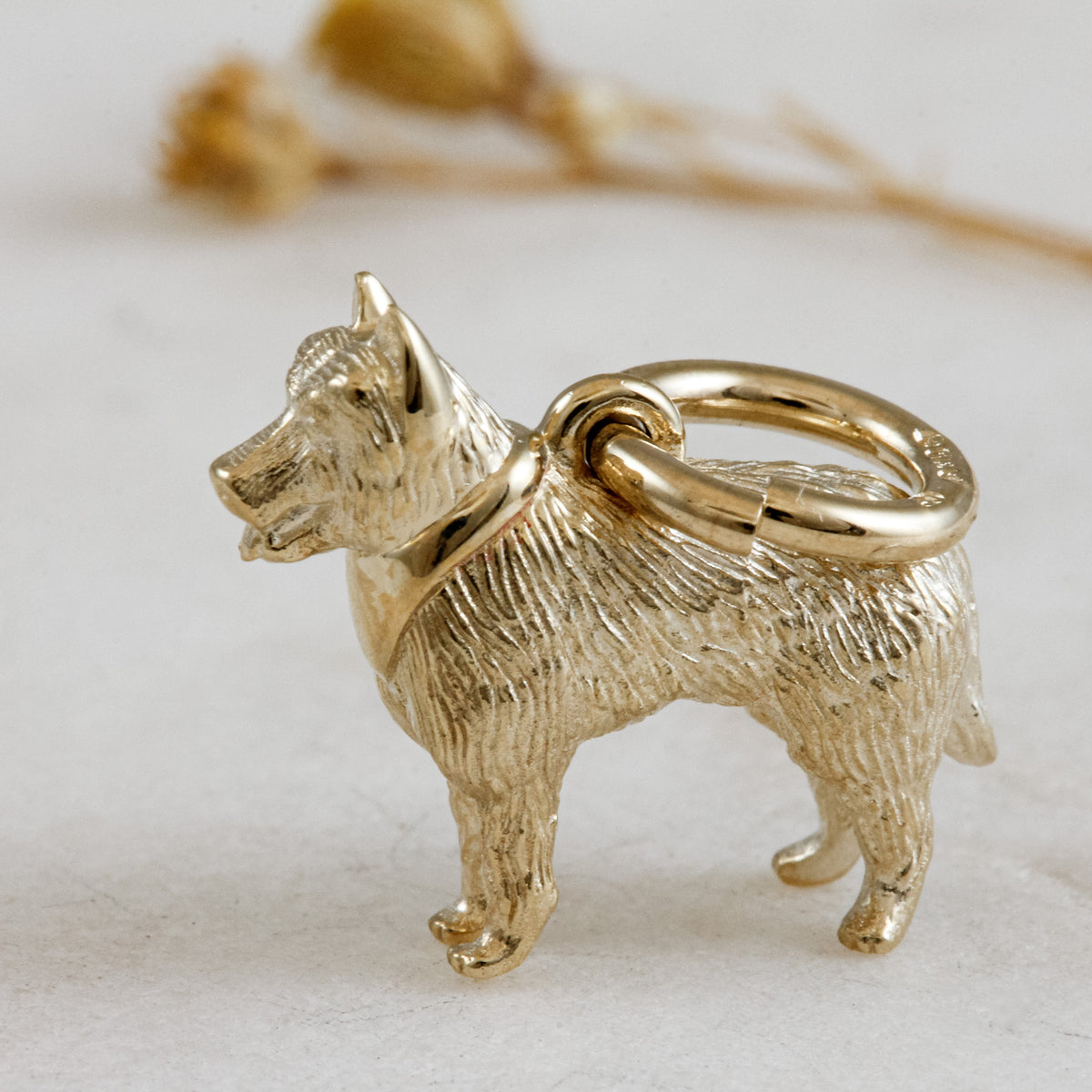 german shepherd solid gold dog charm for a necklace or bracelet