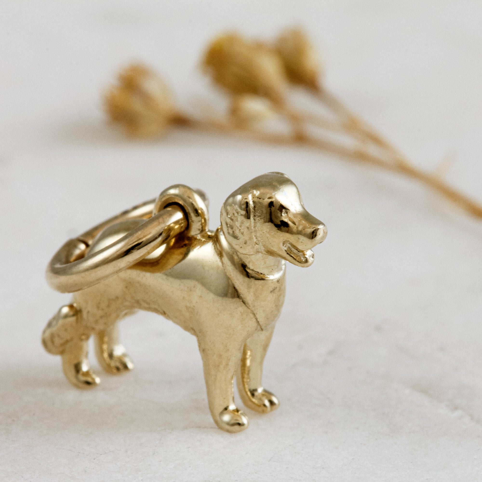 golden retriever solid gold dog charm for a necklace or bracelet