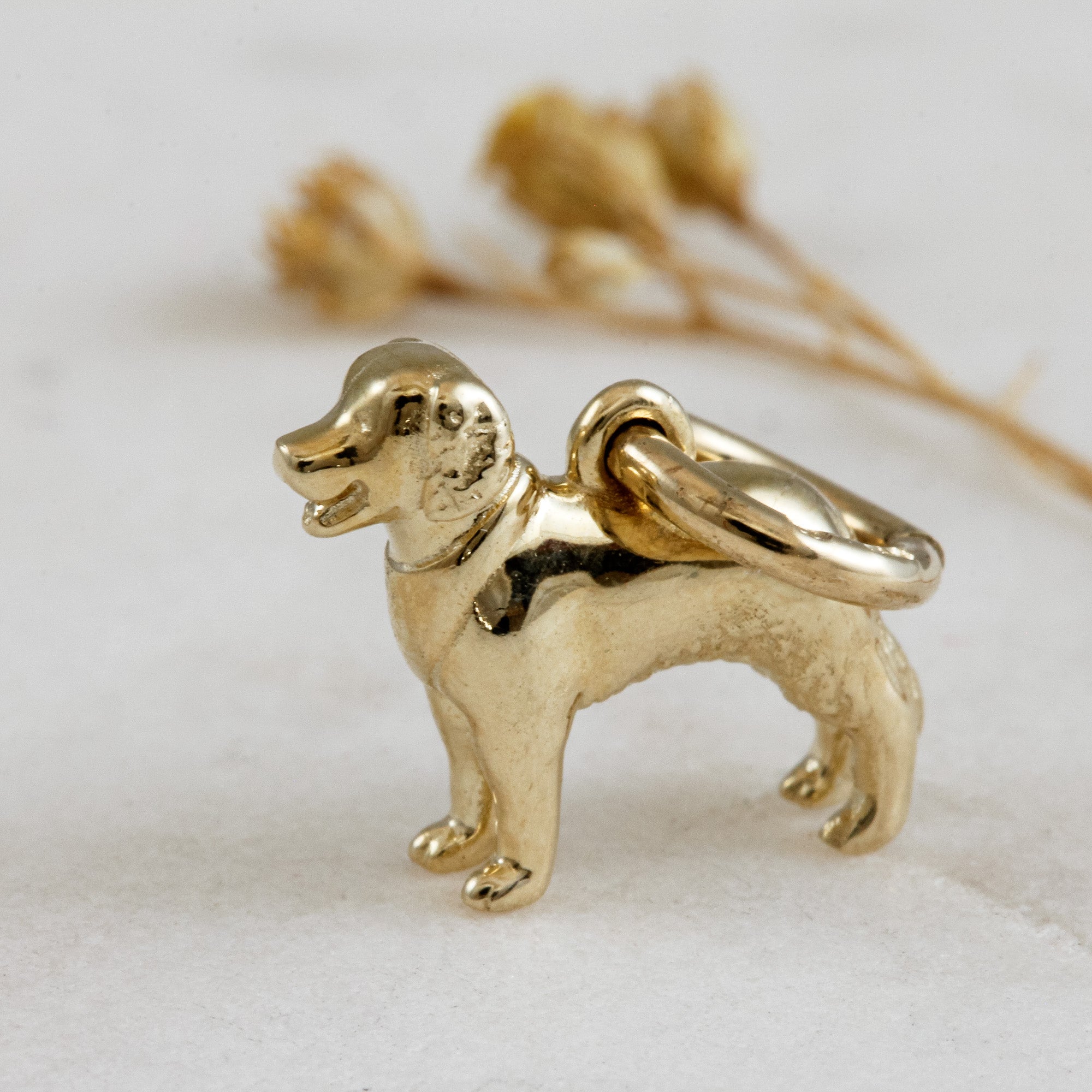 golden retriever solid gold dog charm for a necklace or bracelet