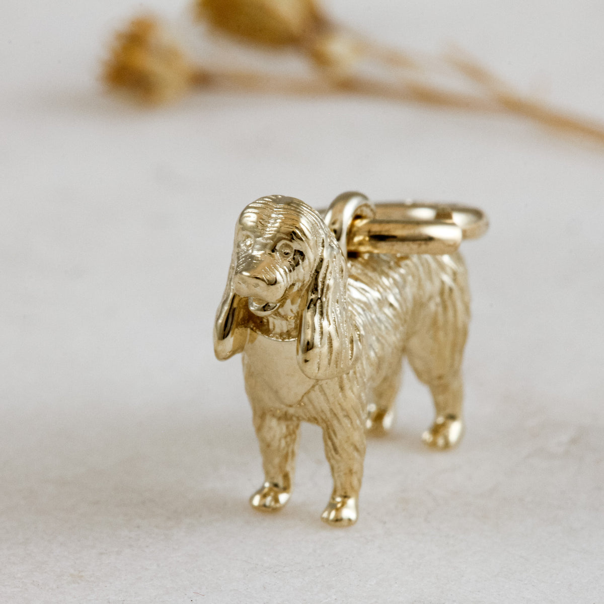 king charles spaniel solid gold dog charm for a necklace or bracelet