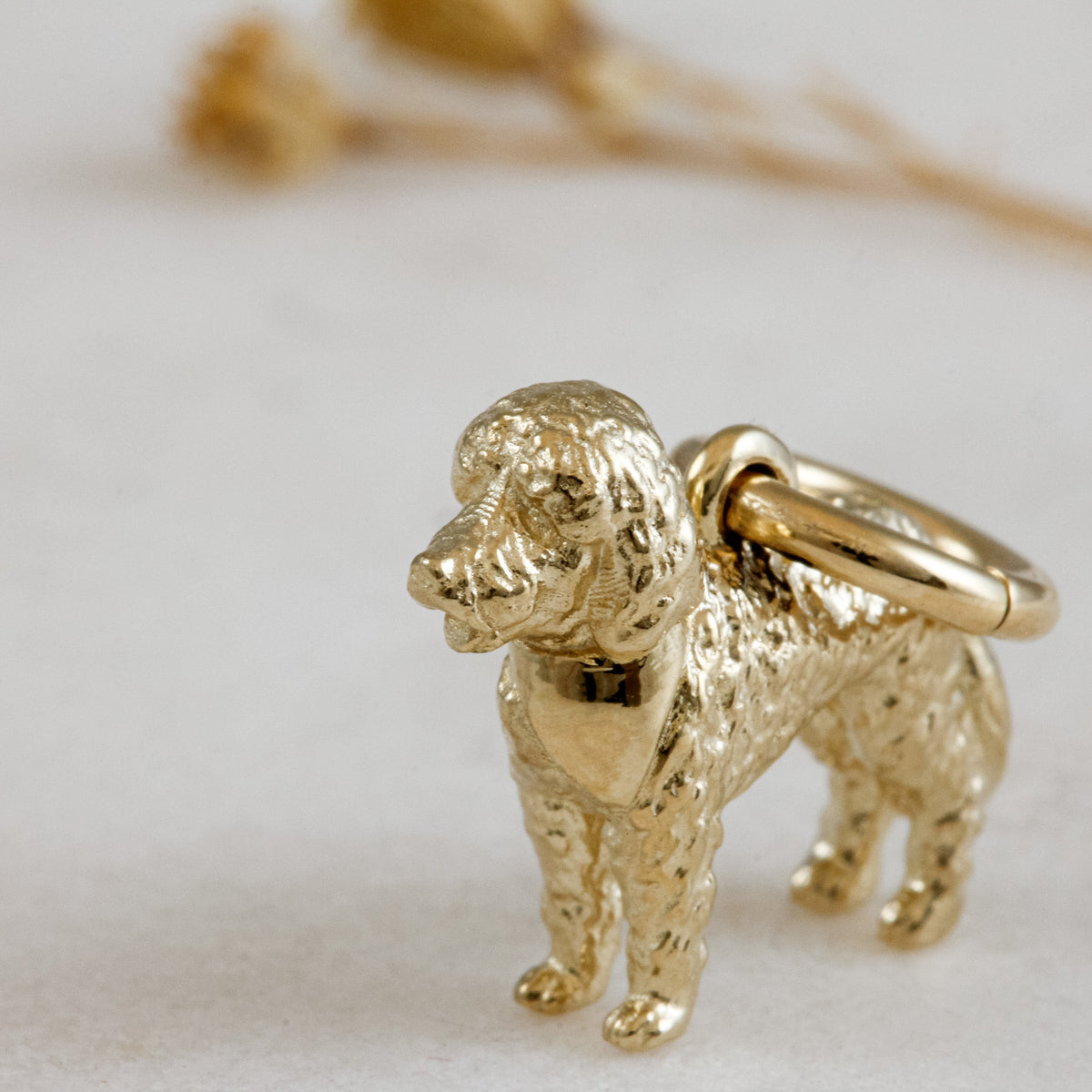 labradoodle solid gold dog charm for a necklace or bracelet